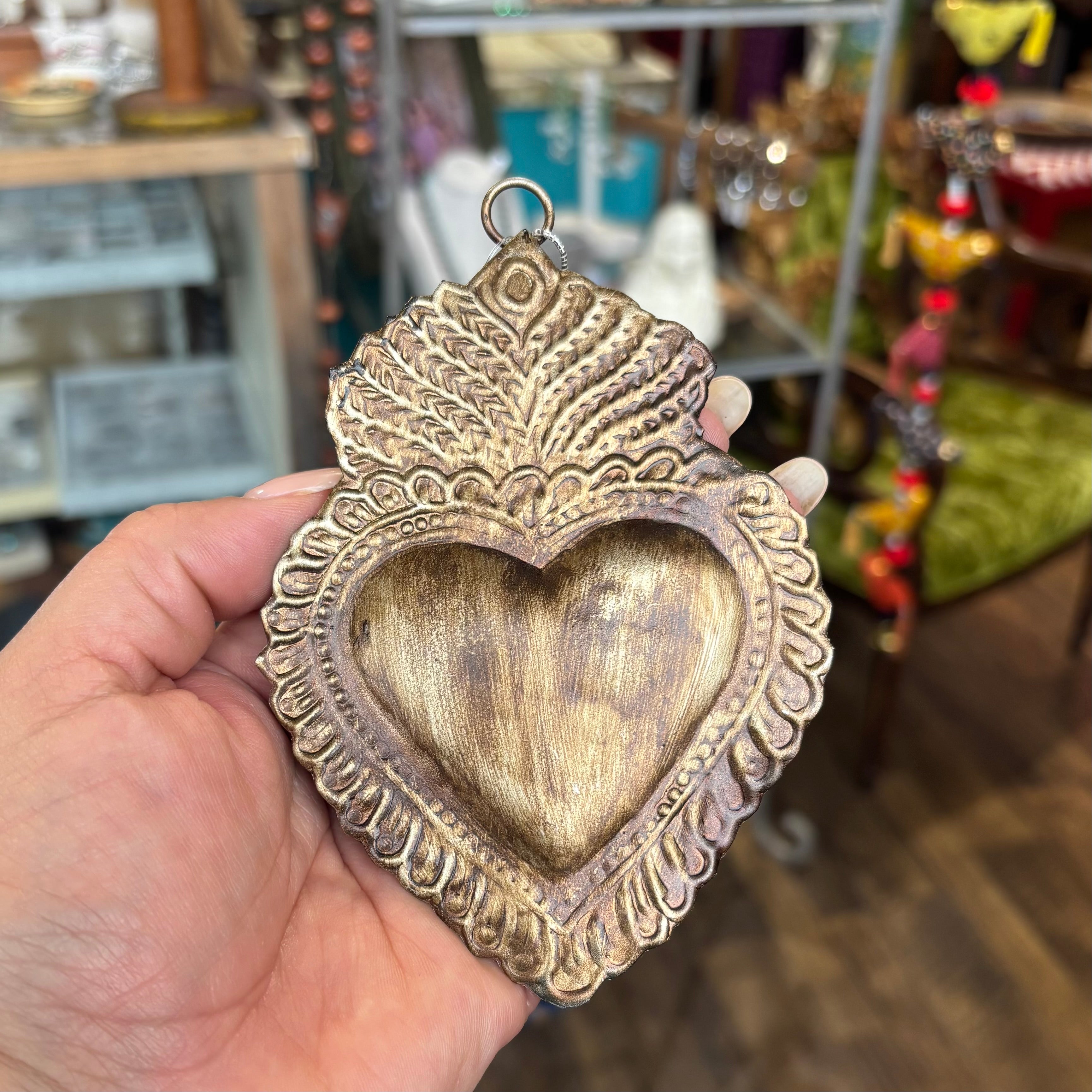 Bronze Sacred Heart Tin Ornaments