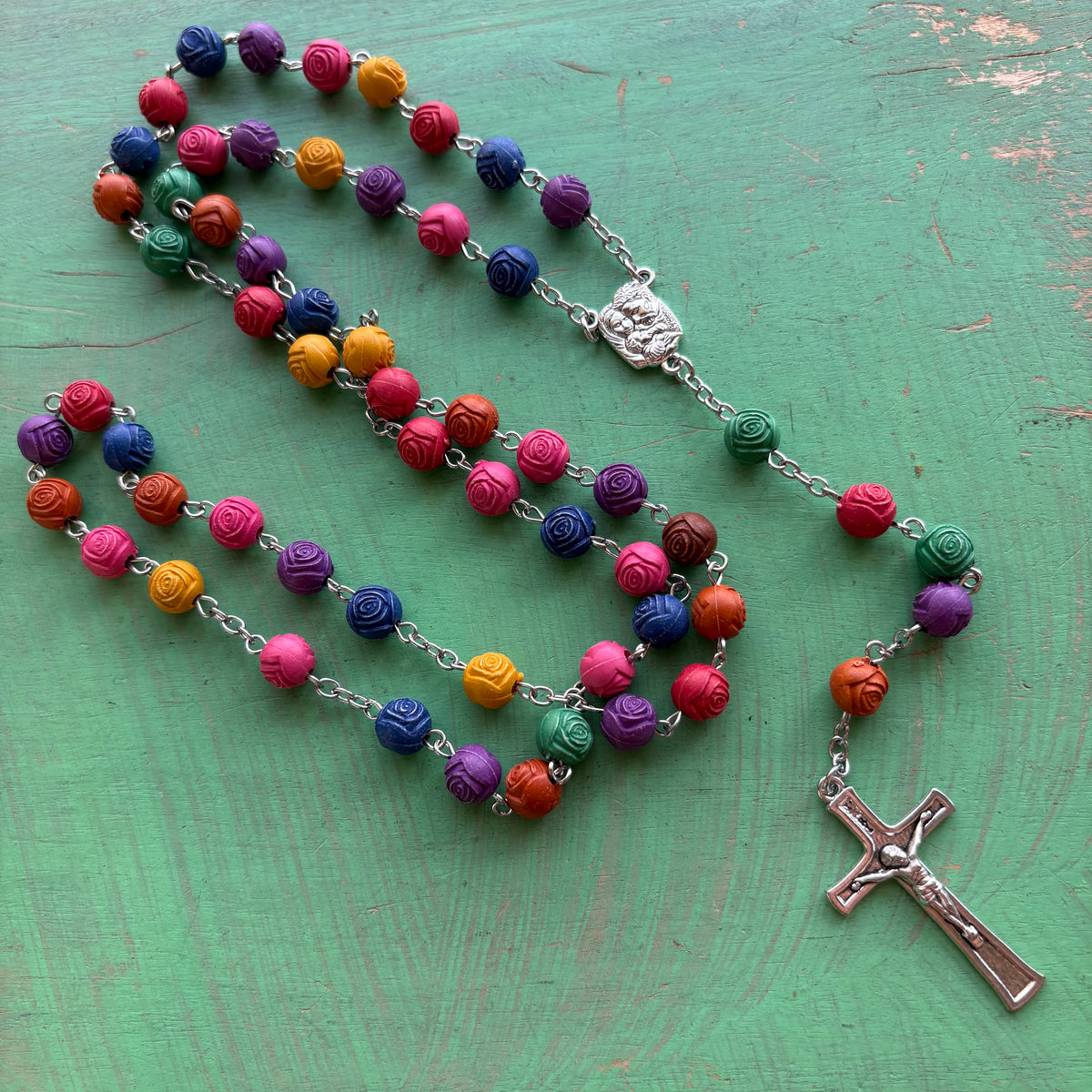 Multicolor Rose Bead Rosary
