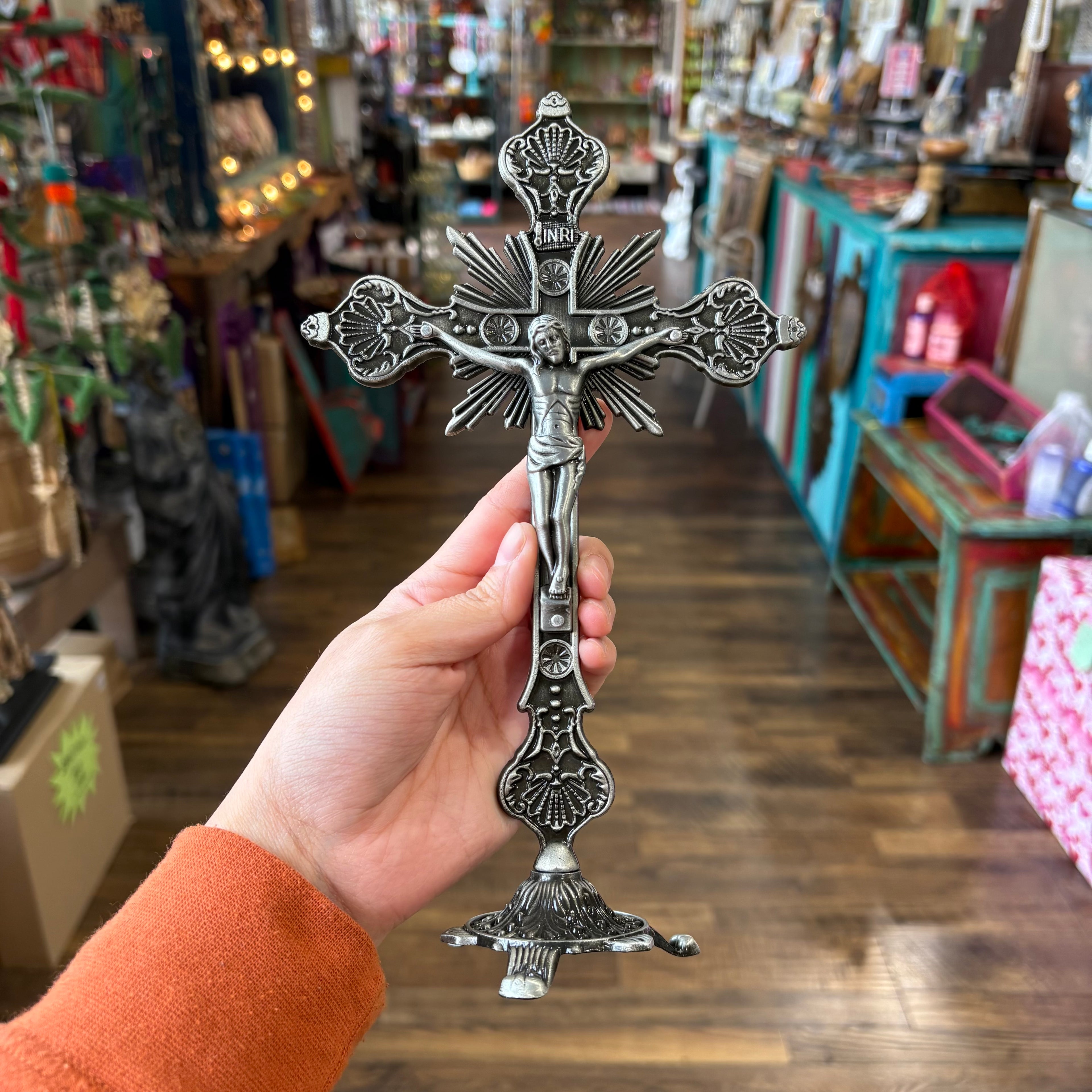 Standing Silver 9" Crucifix