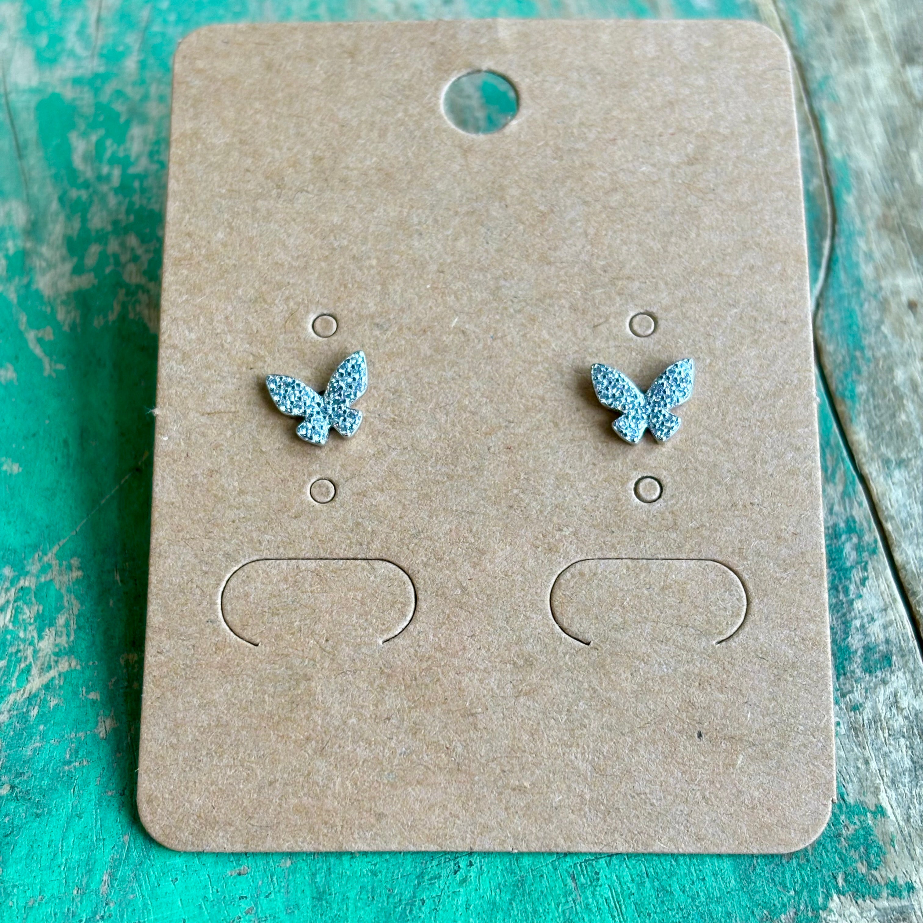 Sterling Silver CZ Butterfly Earrings