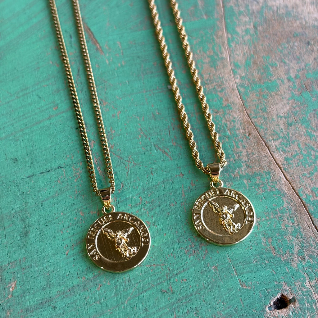 St Michael The Archangel Gold Pendant Necklace