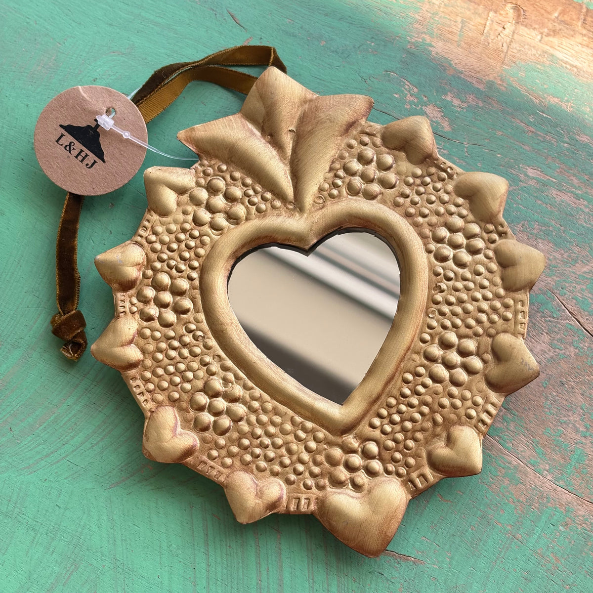 Sacred Heart Ex-Voto Mini Mirror Collection – 6” Antique Gold | 4 Styles