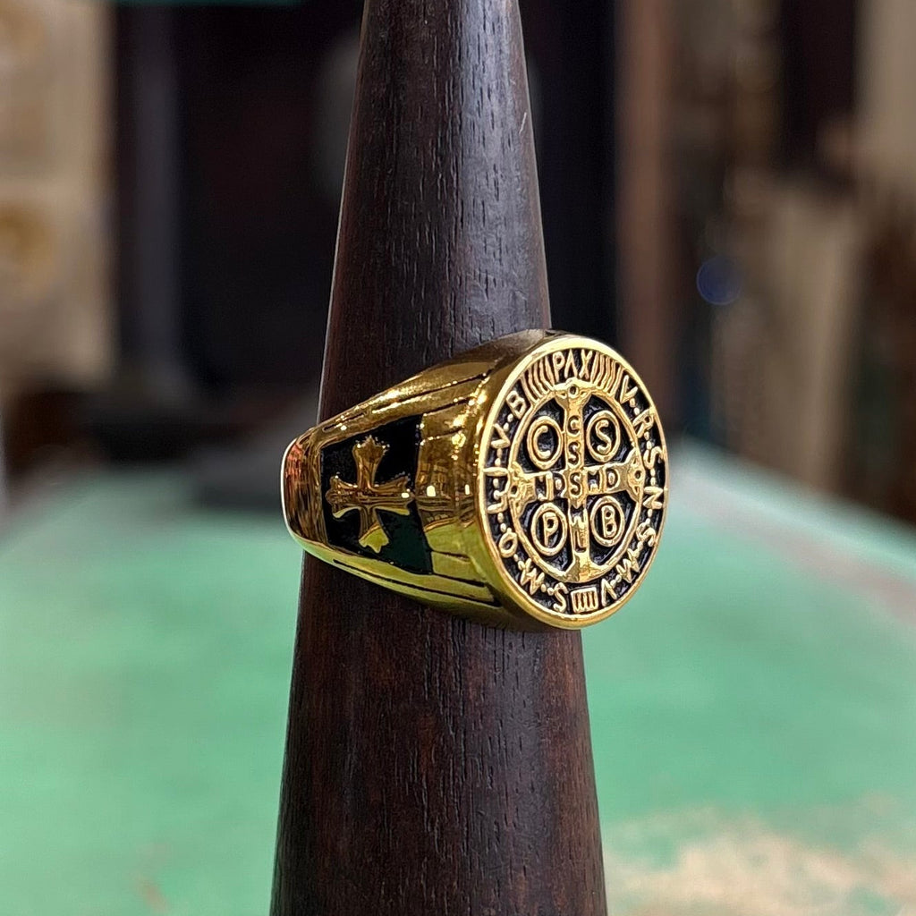 Stainless Steel St Benedict Cross Ring