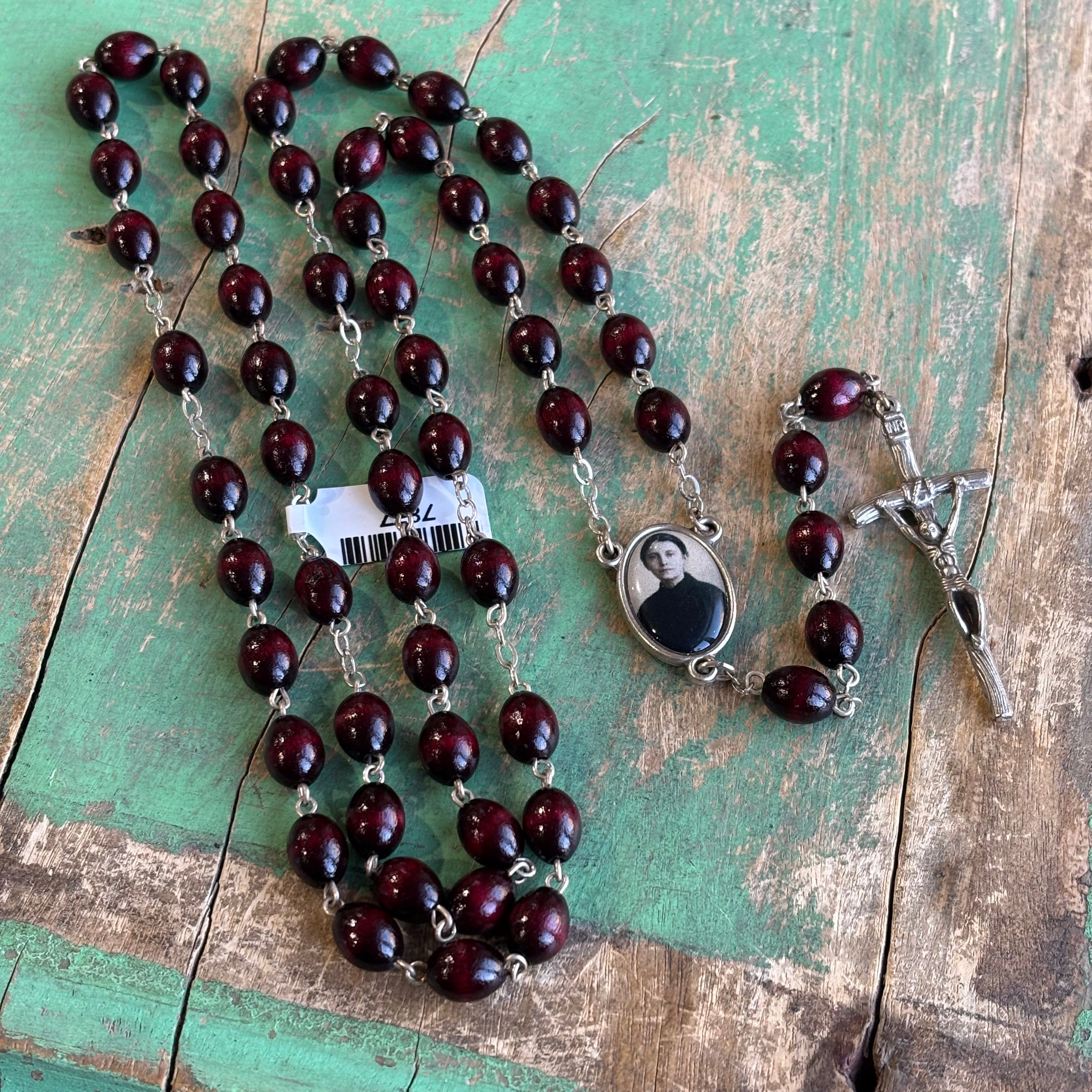 Saint Gemma Galgani Wood Bead Rosary