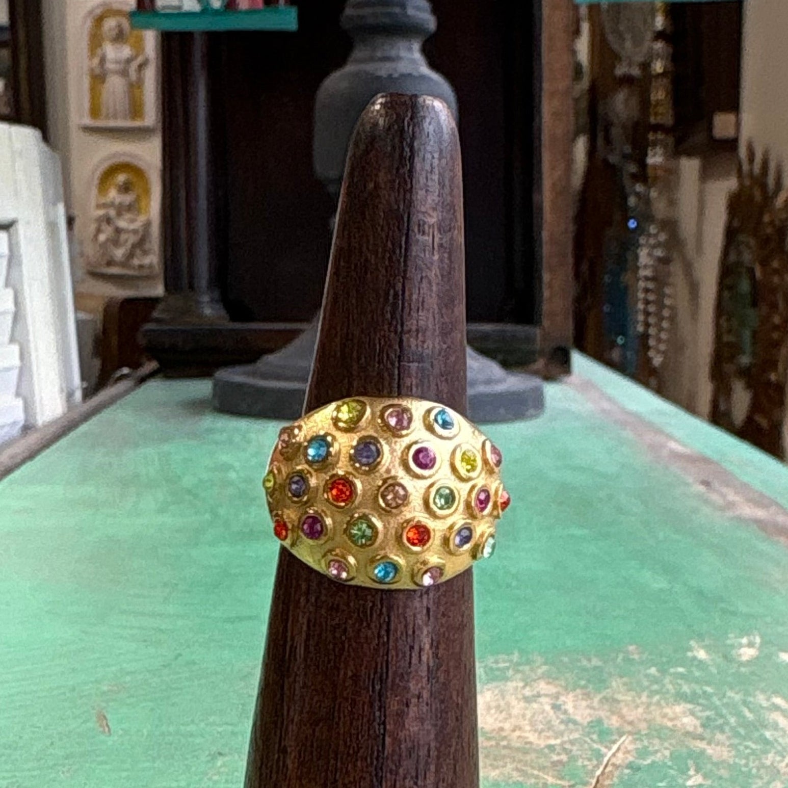 Bejeweled Stainless Steel Dome Rings