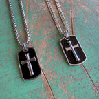 Bold Faith Black Enamel Cross Necklace