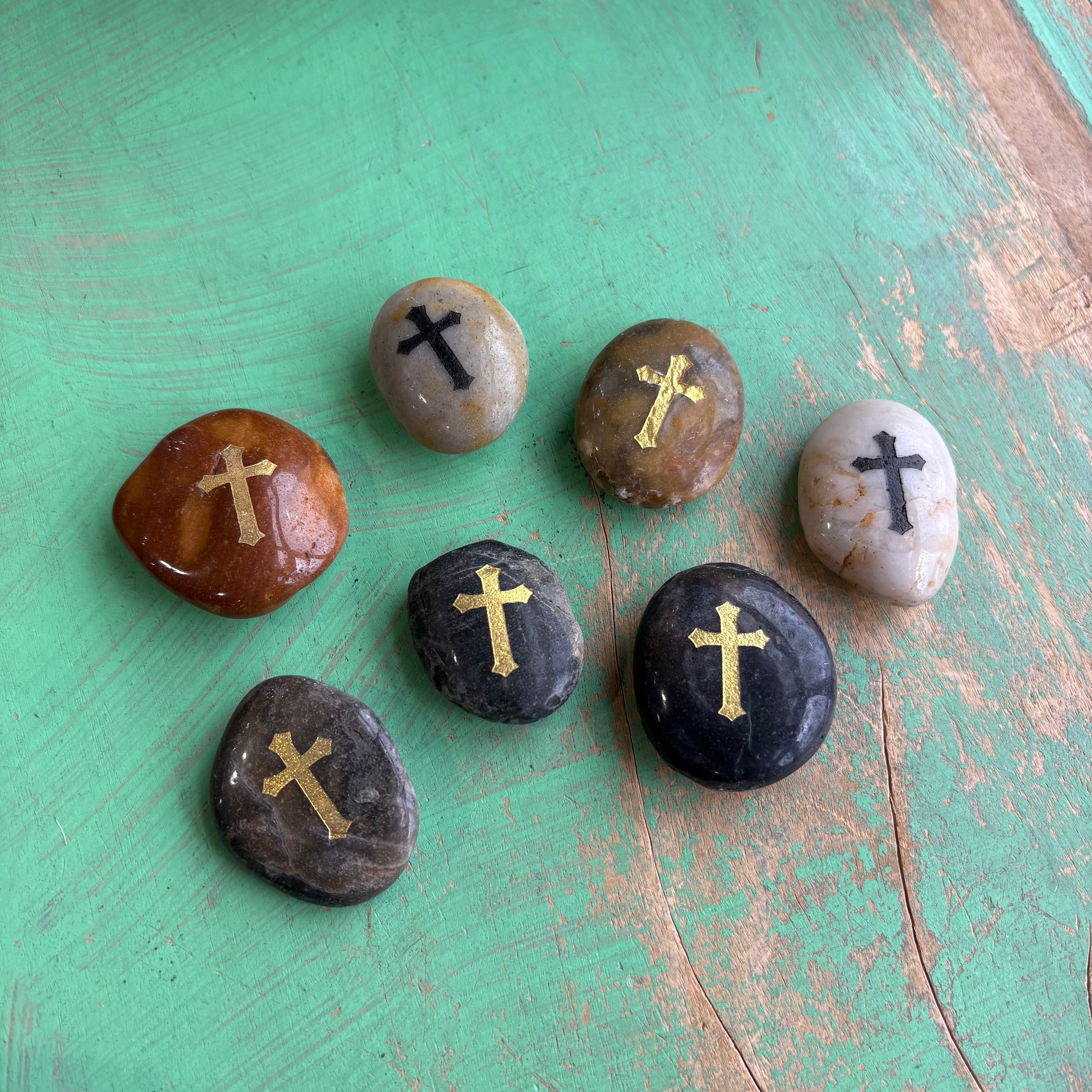 Pocket Stones With Gold Cross