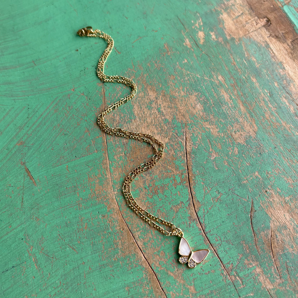 Beautiful Shell Pearl Butterfly Necklace Or Earrings