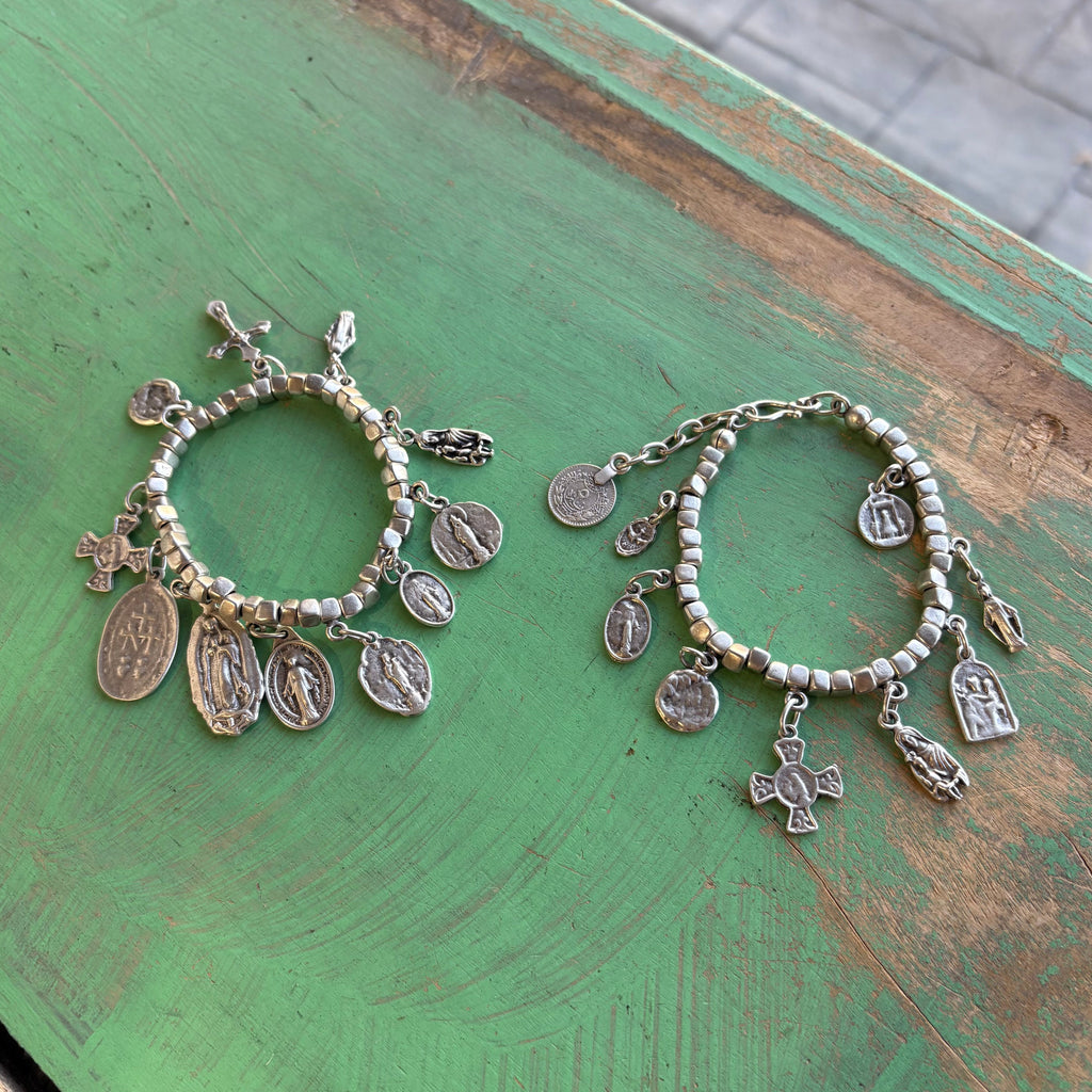 Silver Plated Saint Charm Bracelet