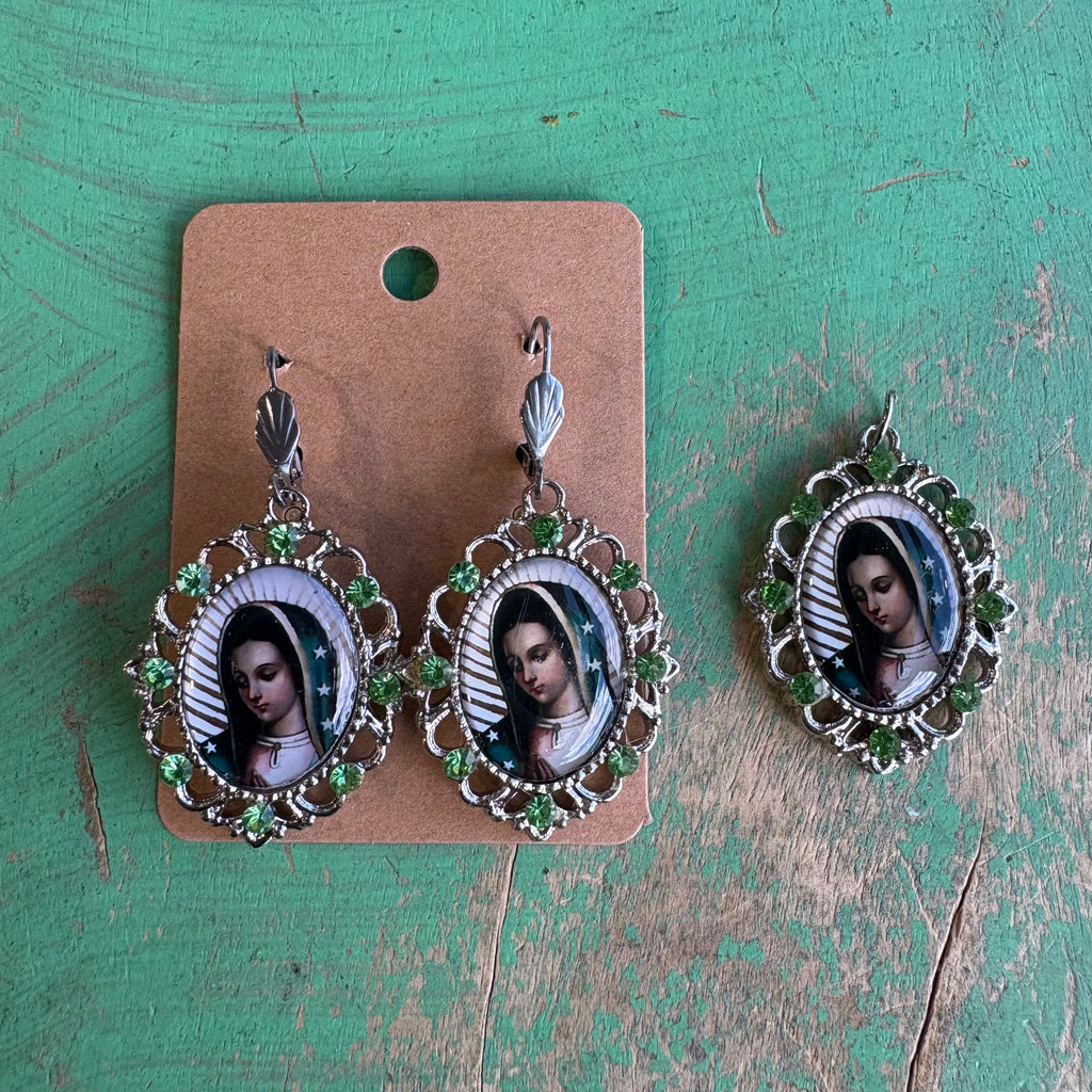 Our Lady Fancy Earrings or Pendant