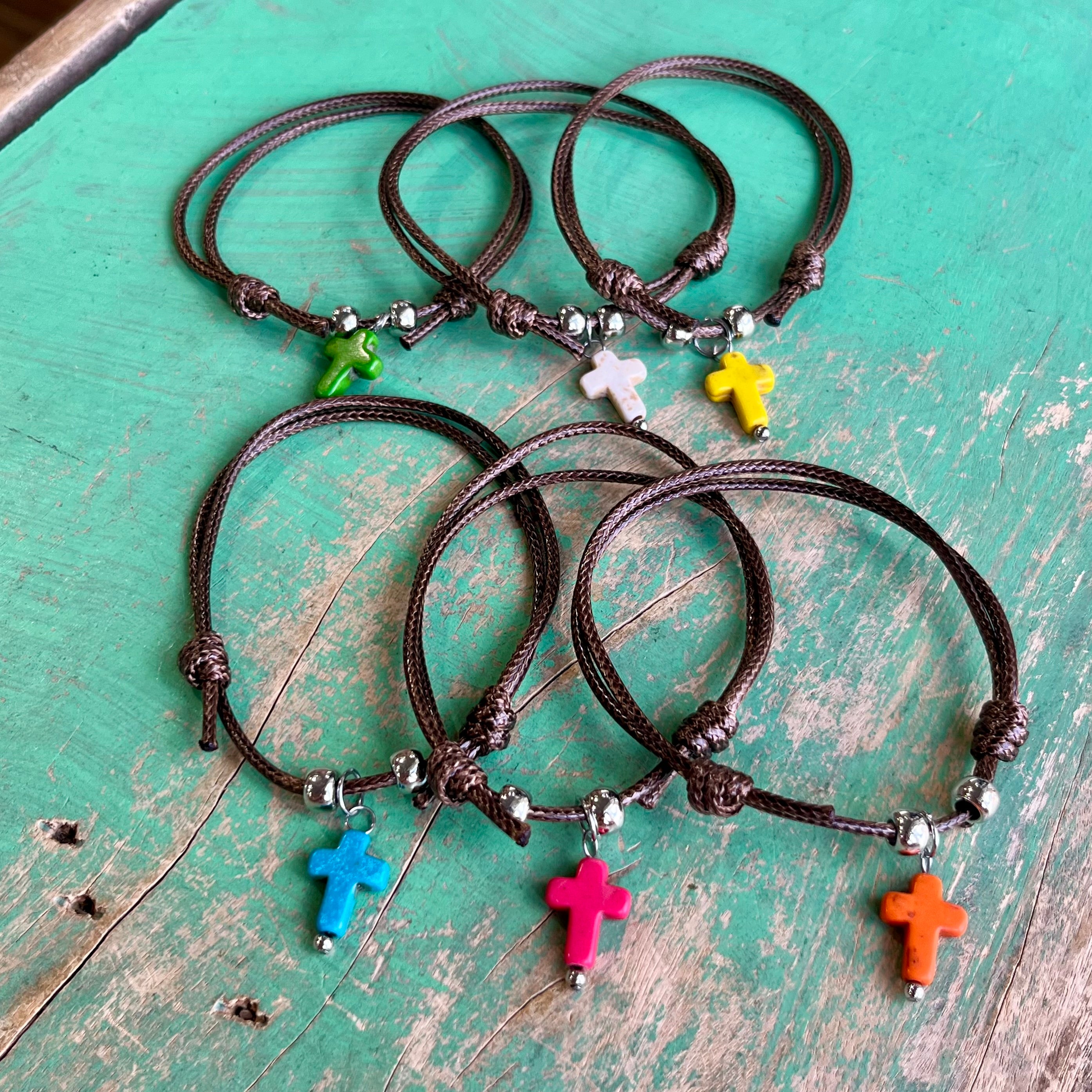 Brown Cord Cross Adjustable Bracelet