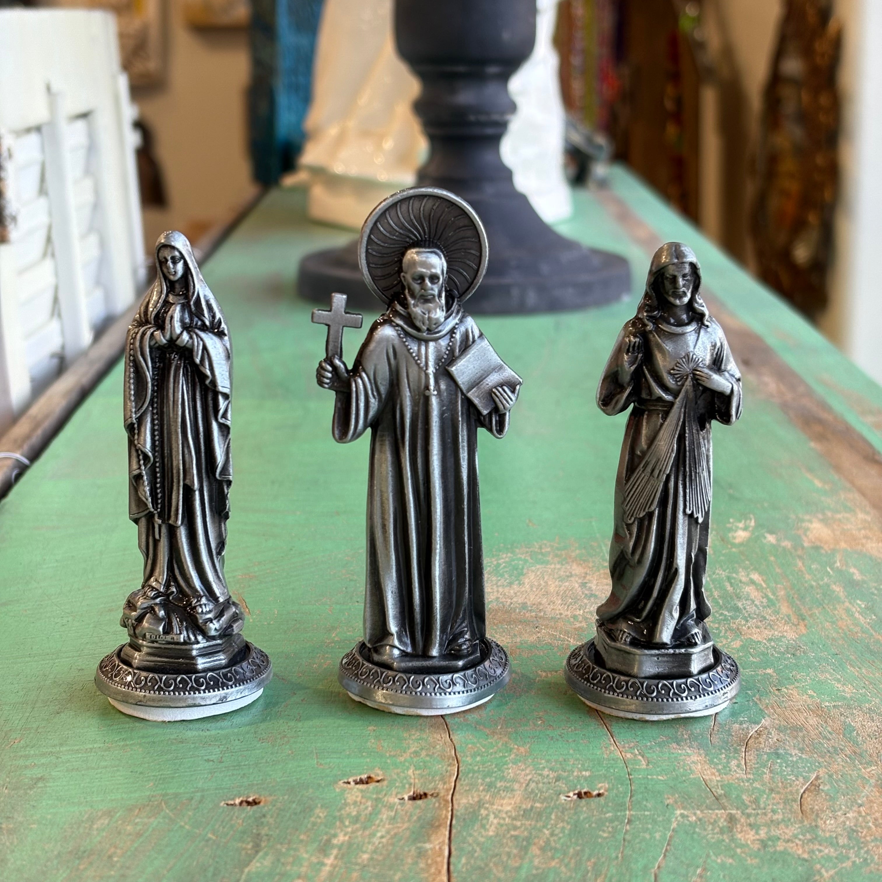 Small Silver 3 1/2" Metal Statues