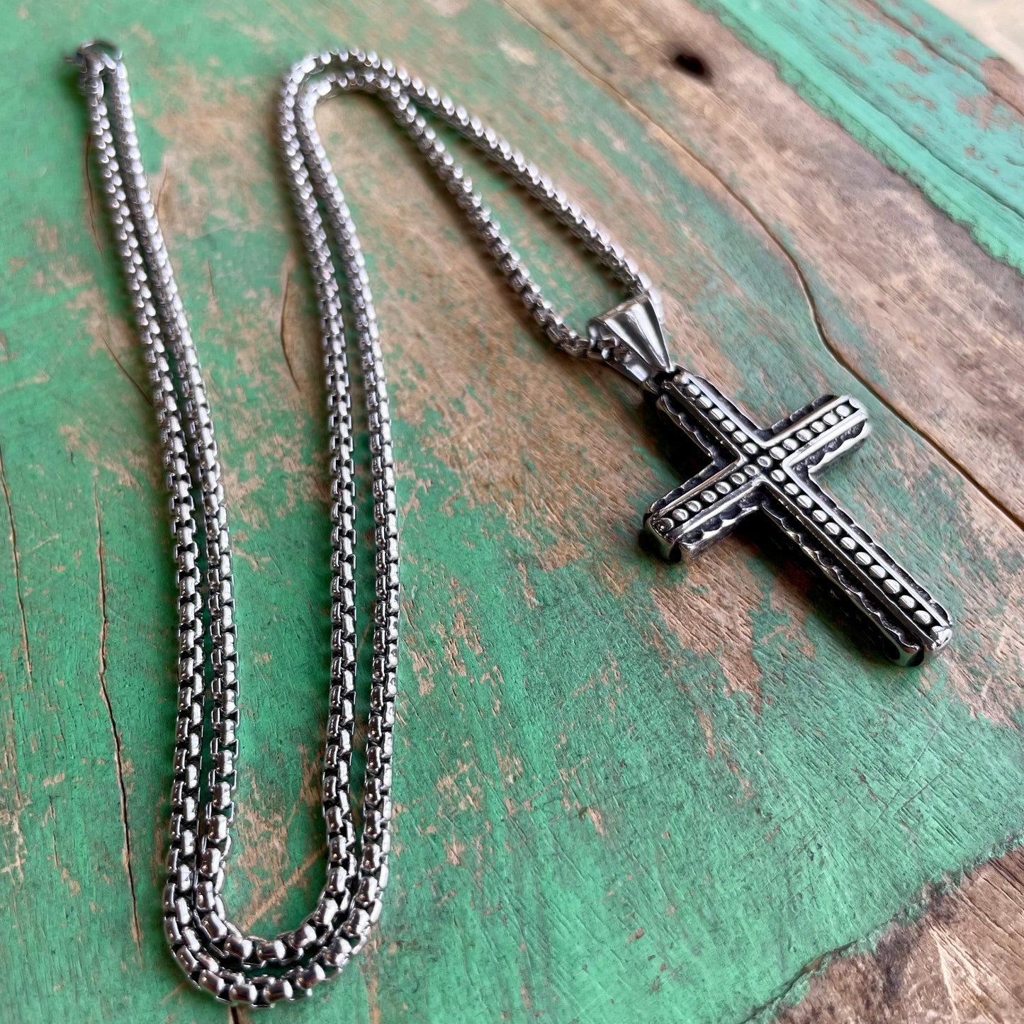 Stainless Steel Brave Cross Chain Necklace