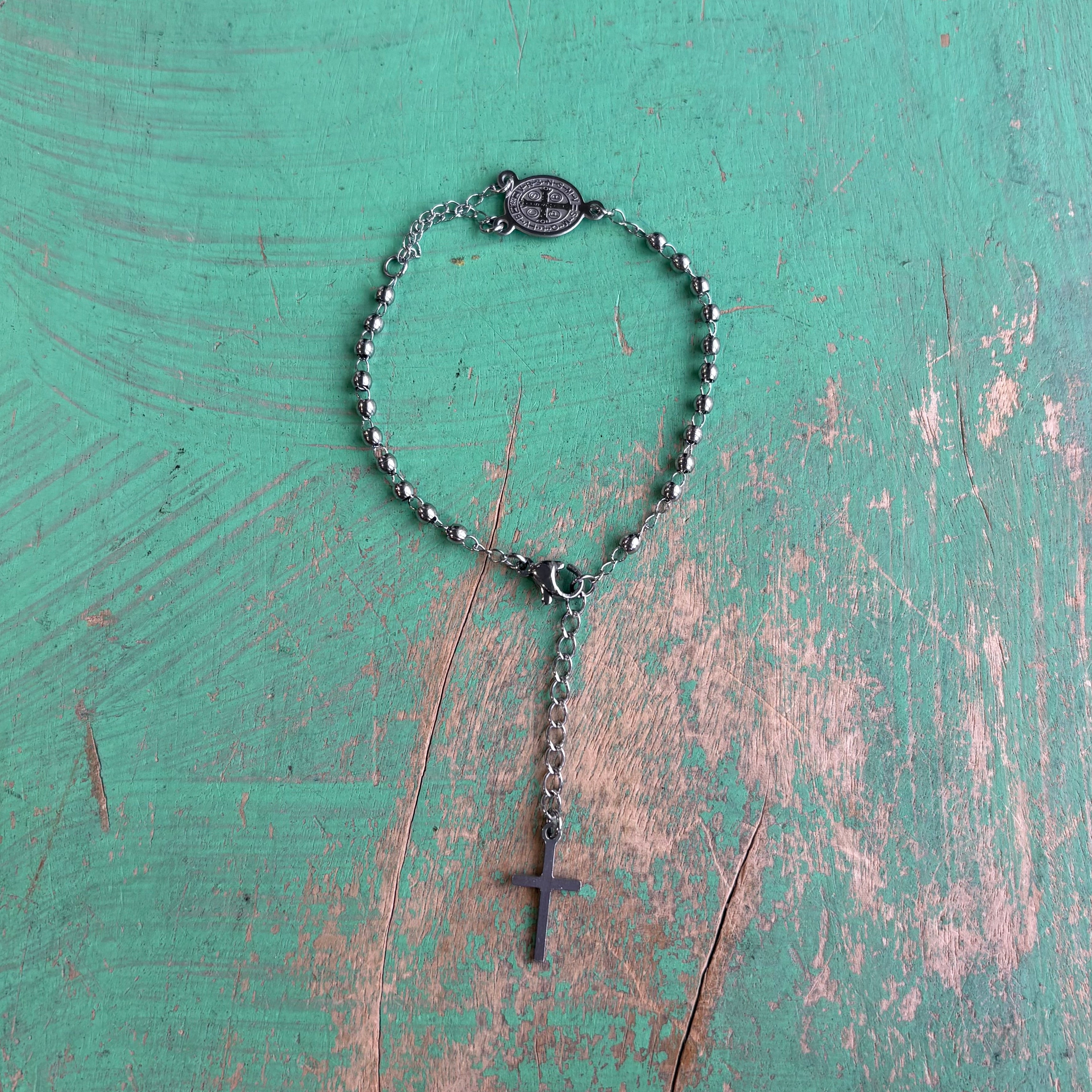 Stainless Steel Two Decade Rosary Bracelet