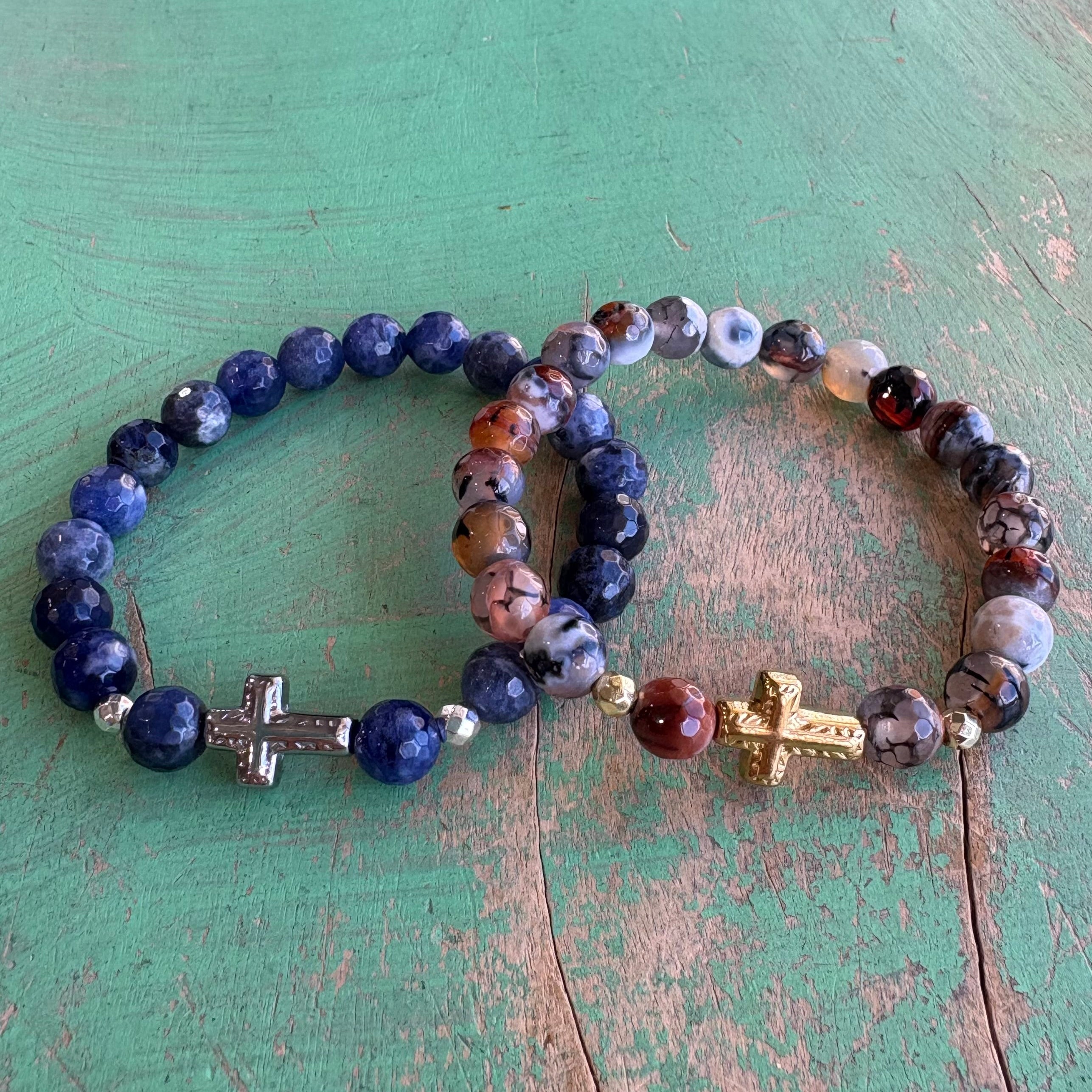 Bold Cross Agate Bracelet