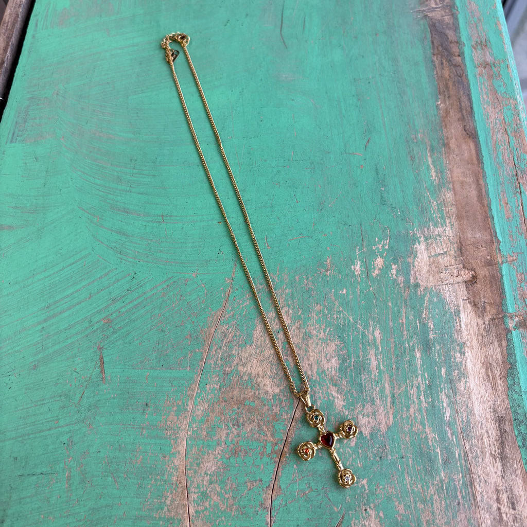 Rose Bloom Red Heart Cross Collection