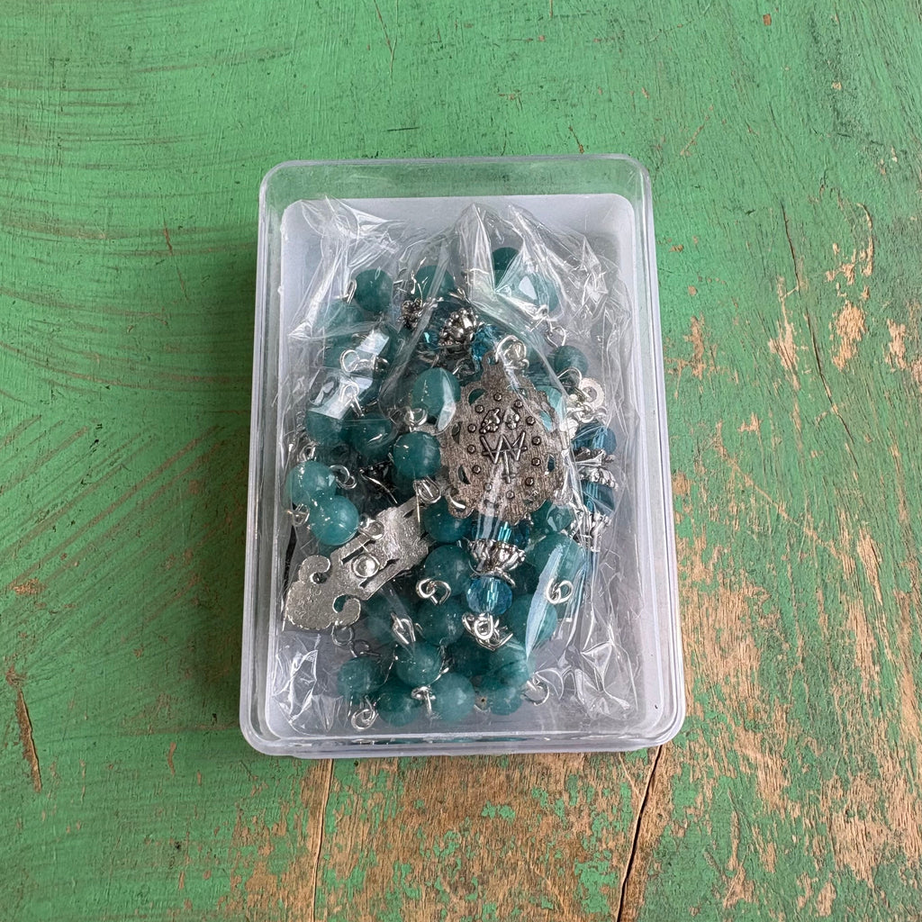 Miraculous Aqua Stone Rosary