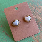 Gold Trimmed Heart Post Earrings