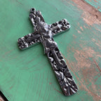 Ornate Pewter Kneeling Girl Cross