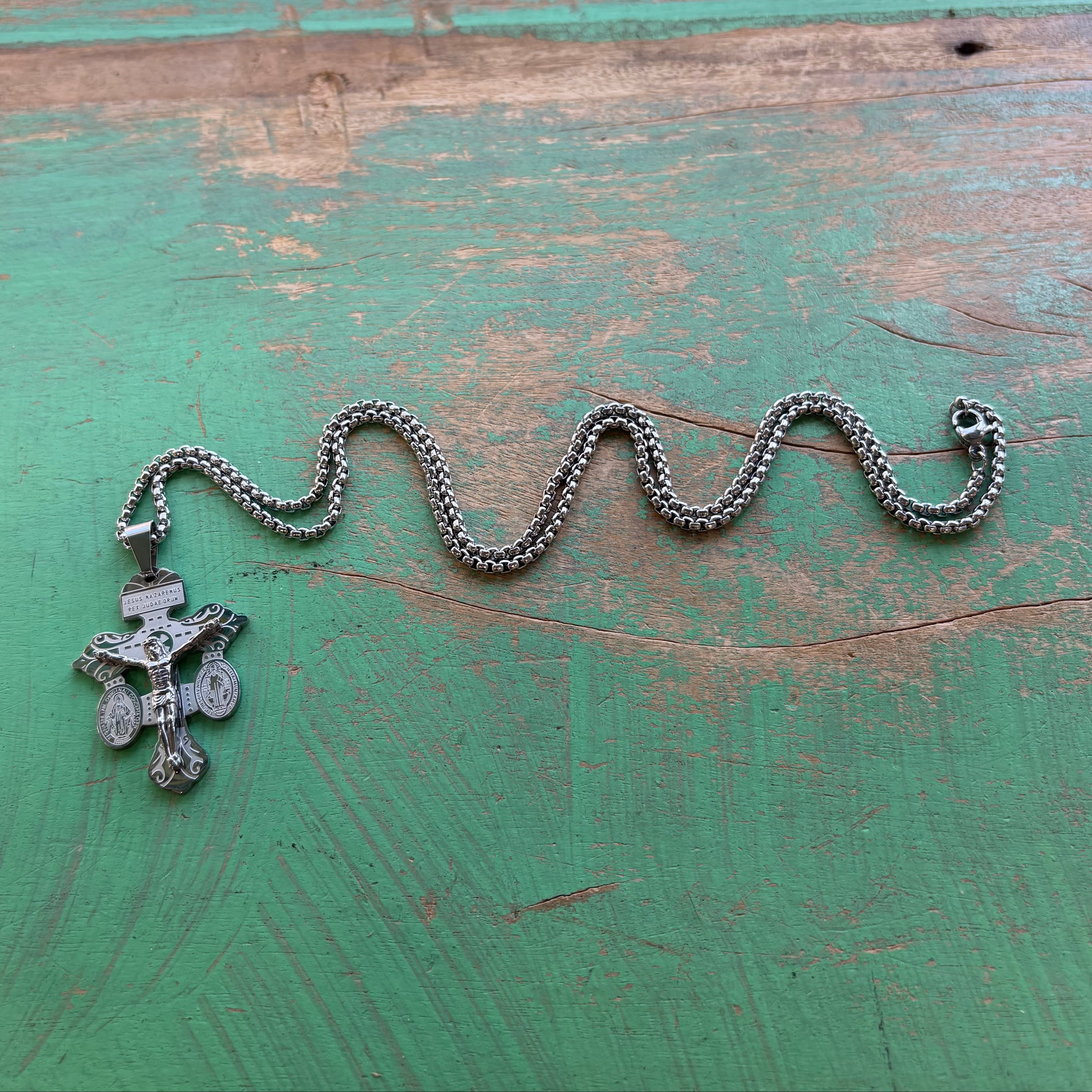 Stainless Steel Pardon Crucifix Necklace