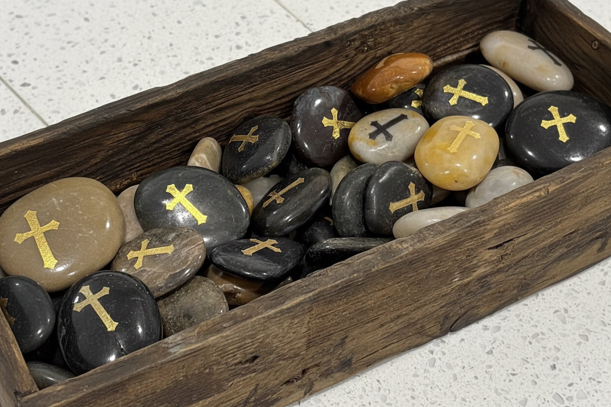 Pocket Stones With Gold Cross