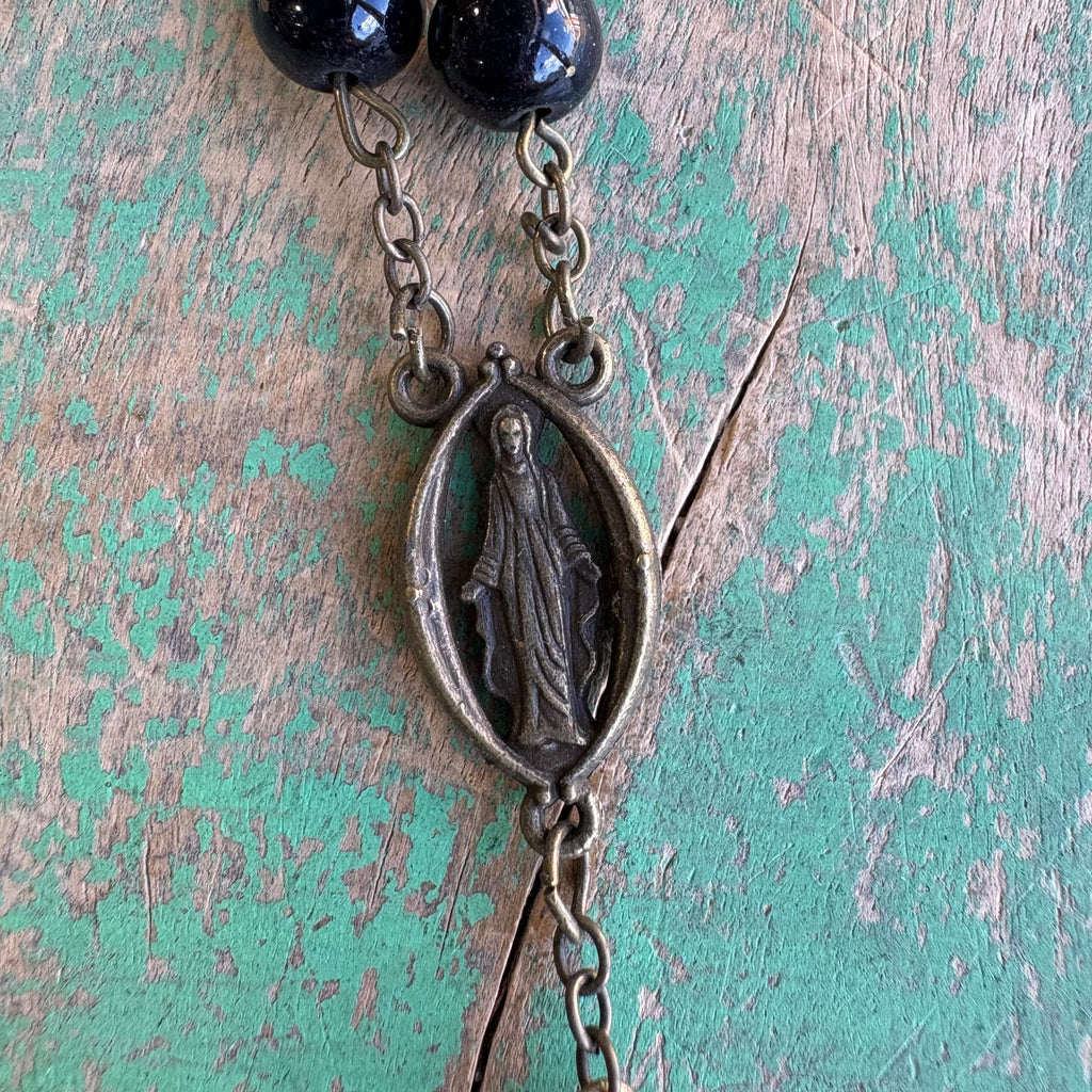 Bronze Glass Bead Our Lady of Grace Rosary