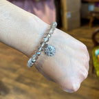 Silver Crystal Sacred Heart Burst Bracelet