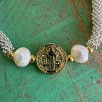 St Benedict FW Pearl Silver Plated Bracelet