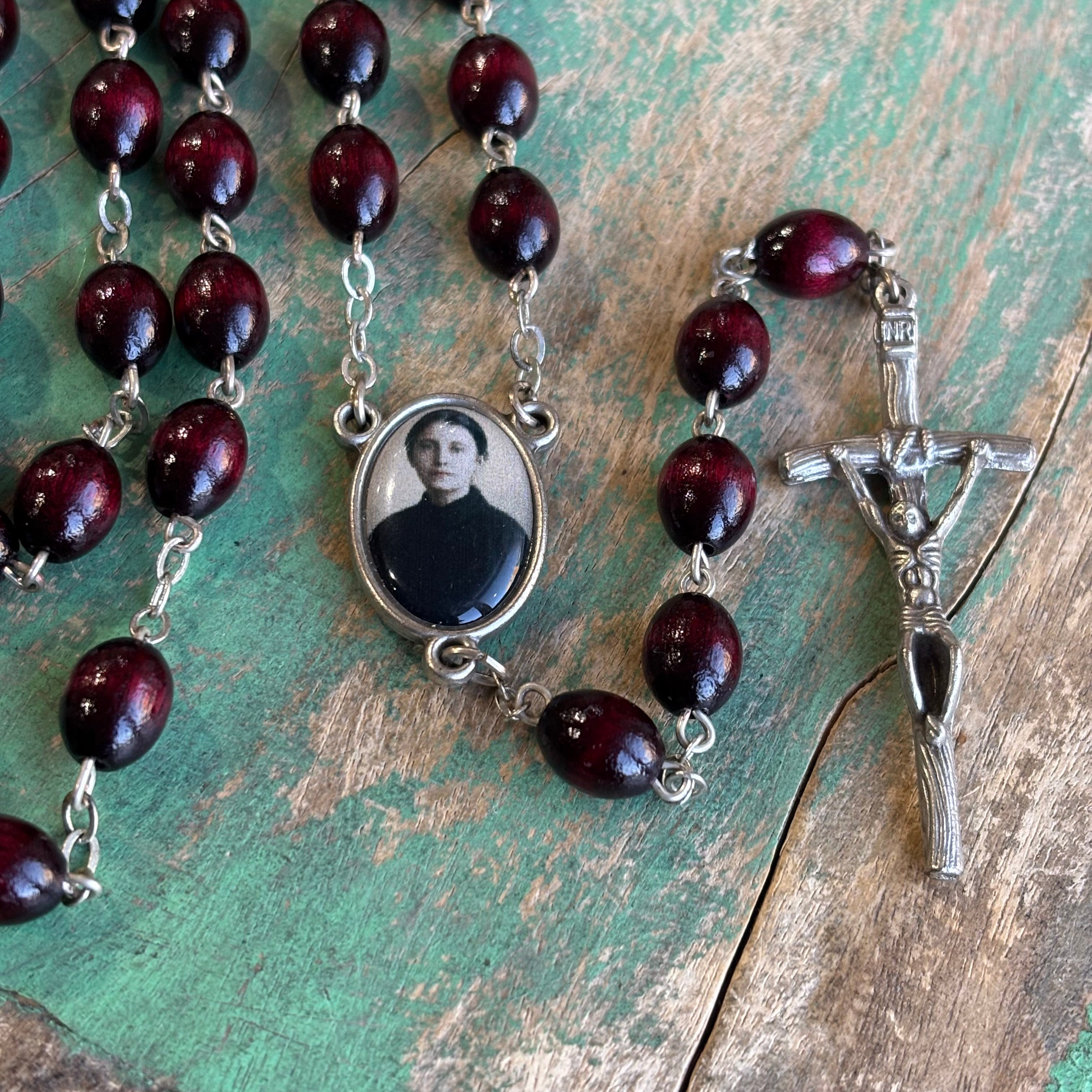 Saint Gemma Galgani Wood Bead Rosary