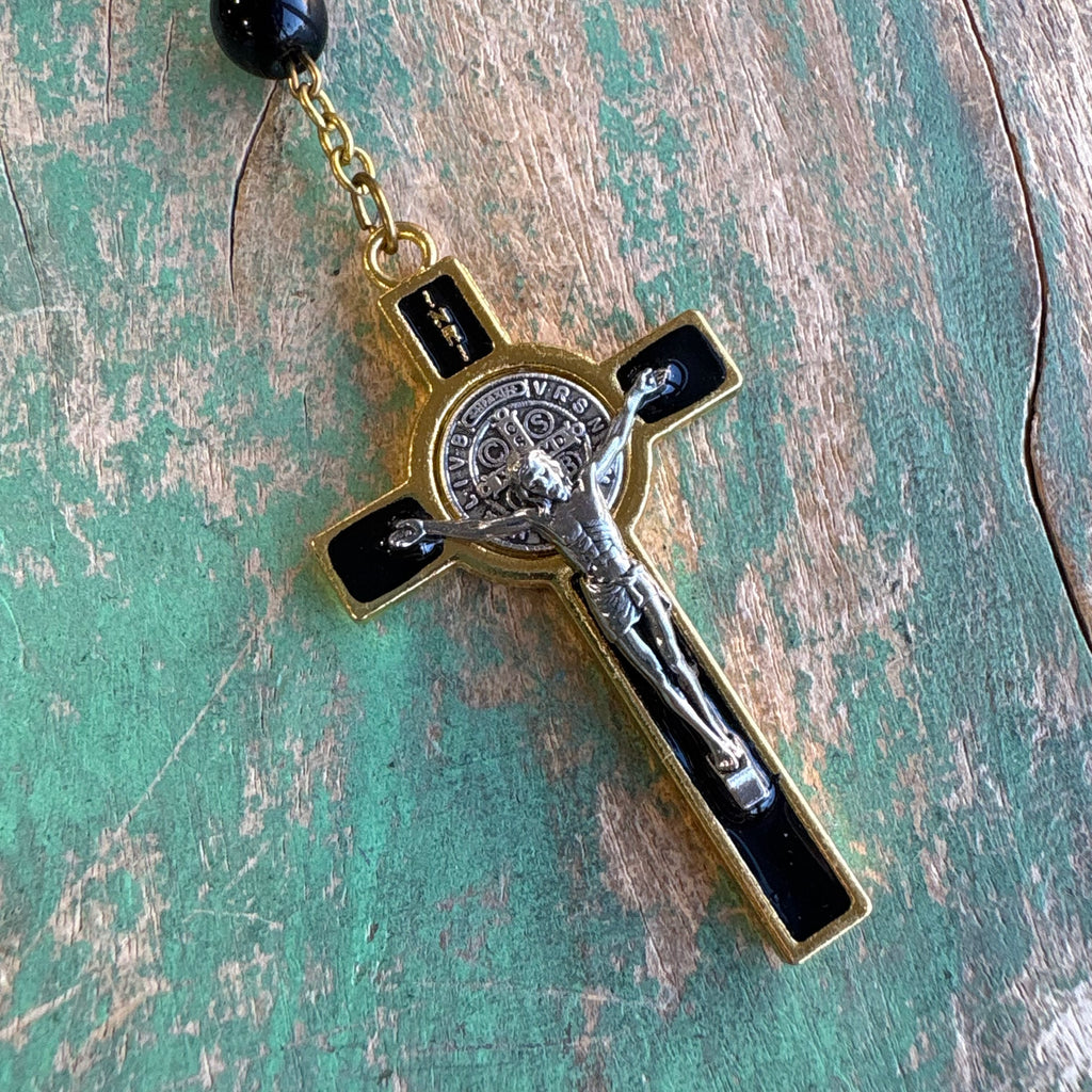 Glass Bead St Benedict Rosary