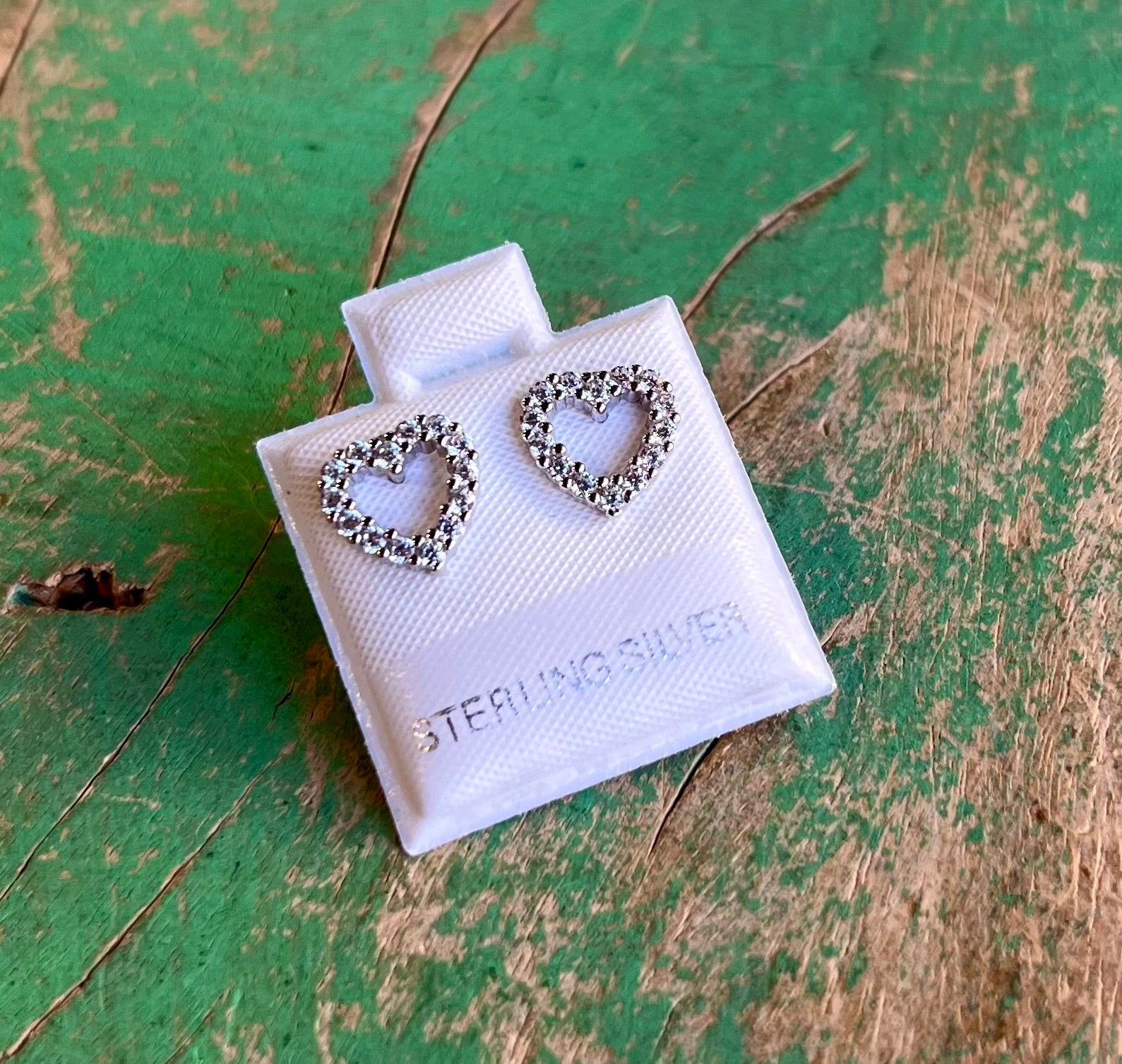 Sterling Silver CZ Heart Studs