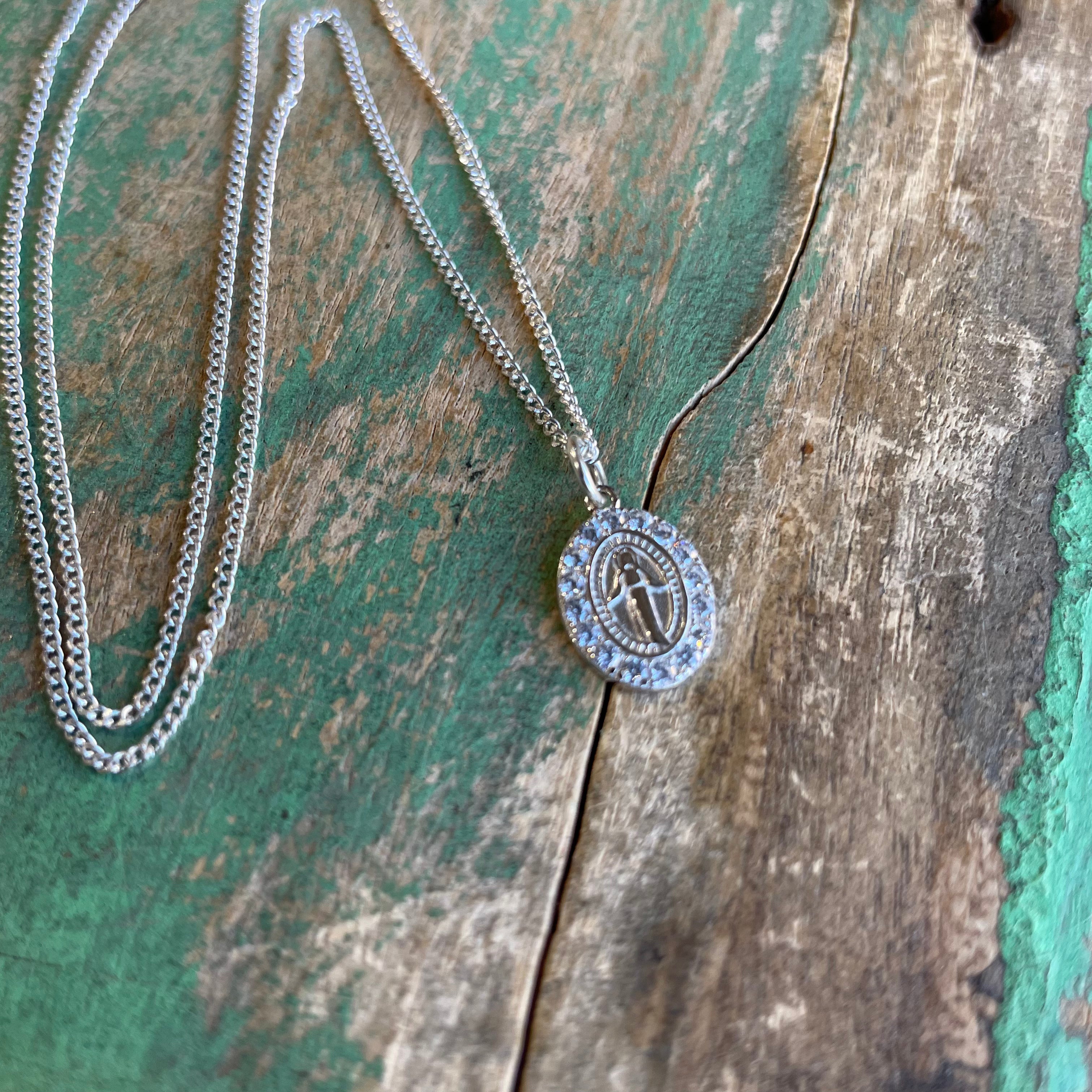 Sterling Silver Small Our Lady of Grace Necklace