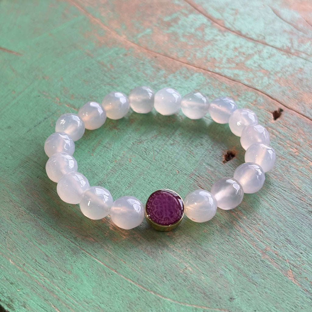 Joyful White Agate St Benedict Bracelet
