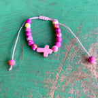 Adjustable Cross Marble Bead Bracelet