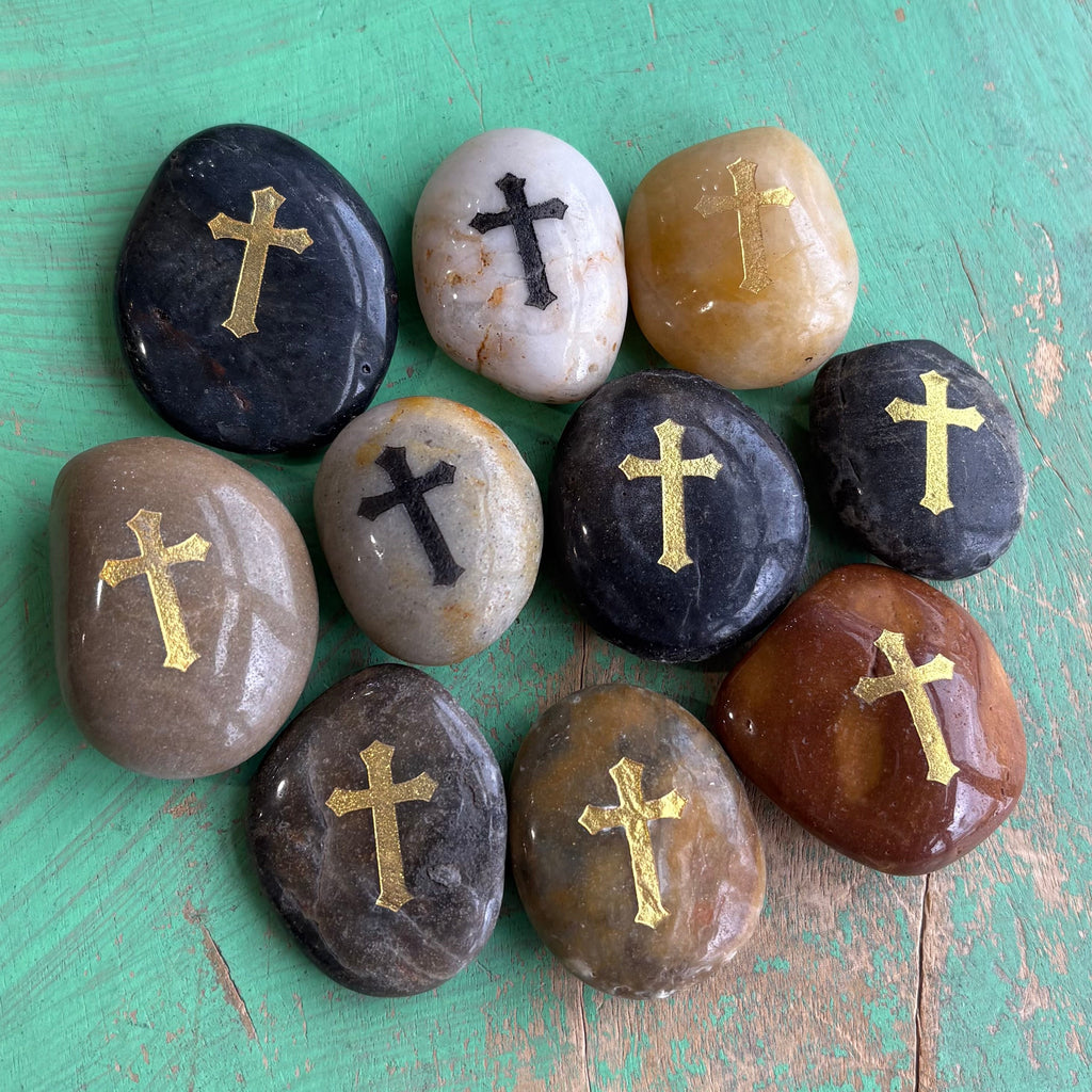 Pocket Stones With Gold Cross