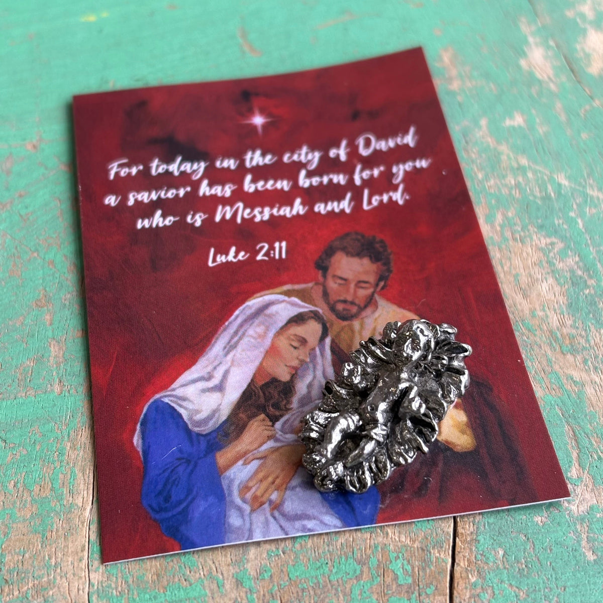 Baby Jesus Nativity Pocket Statue with Scripture Card – 1”