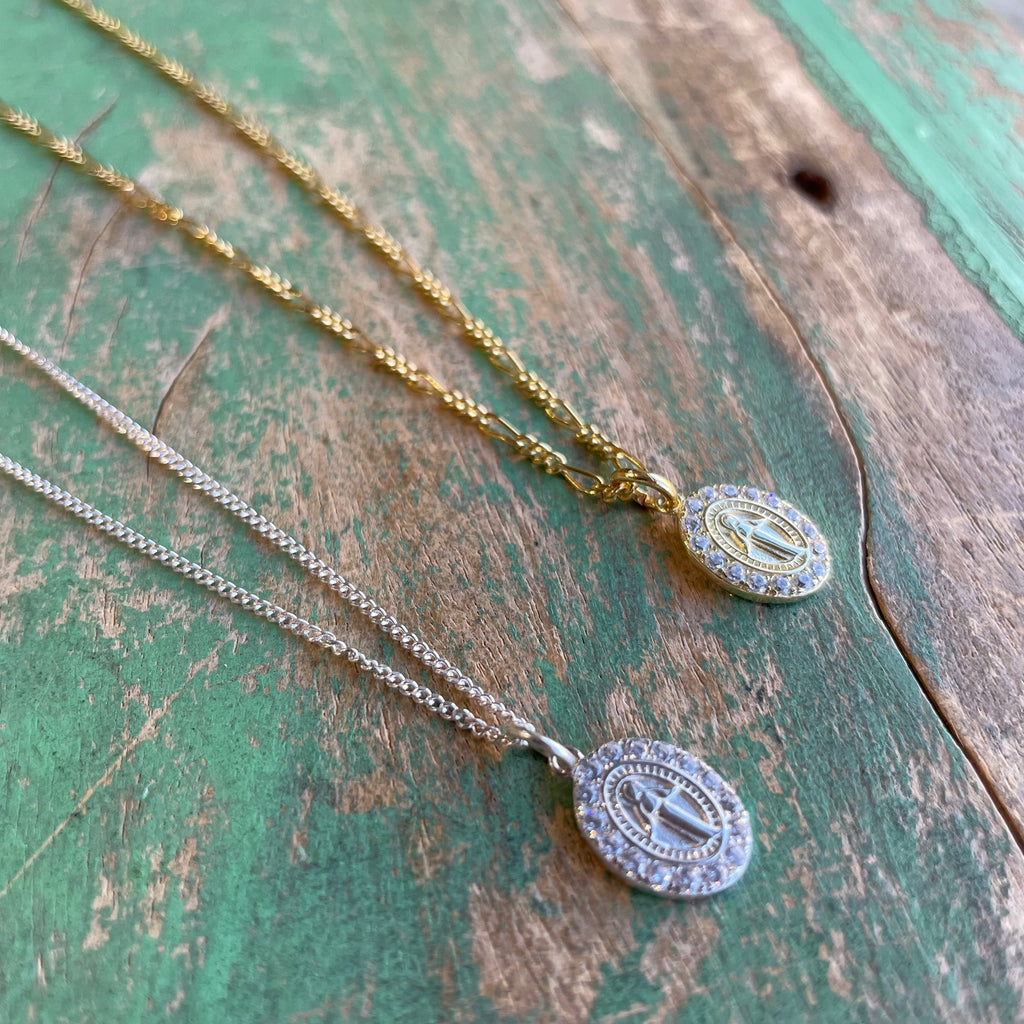 Sterling Silver Small Our Lady of Grace Necklace