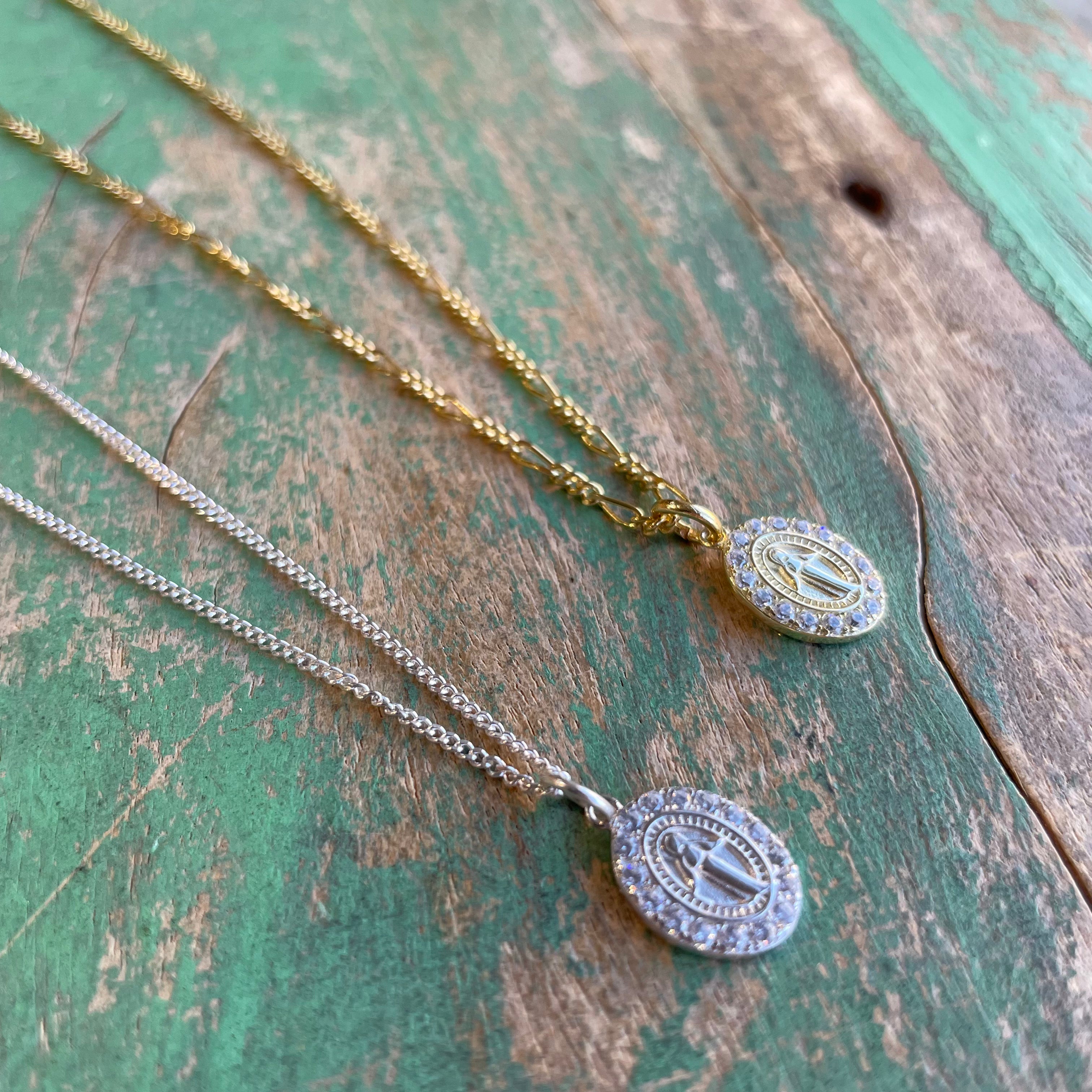 Sterling Silver Small Our Lady of Grace Necklace