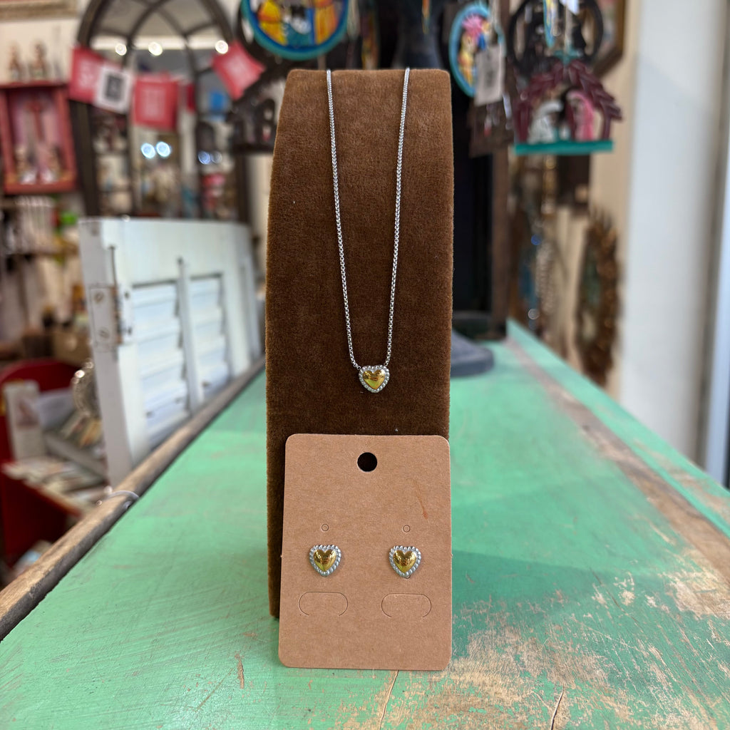 Faithful Love Two Tone Necklace or Earrings
