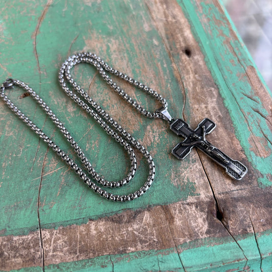 Oxidized Stainless Steel Crucifix