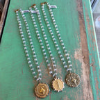 Moonstone Vintage Medal Necklace