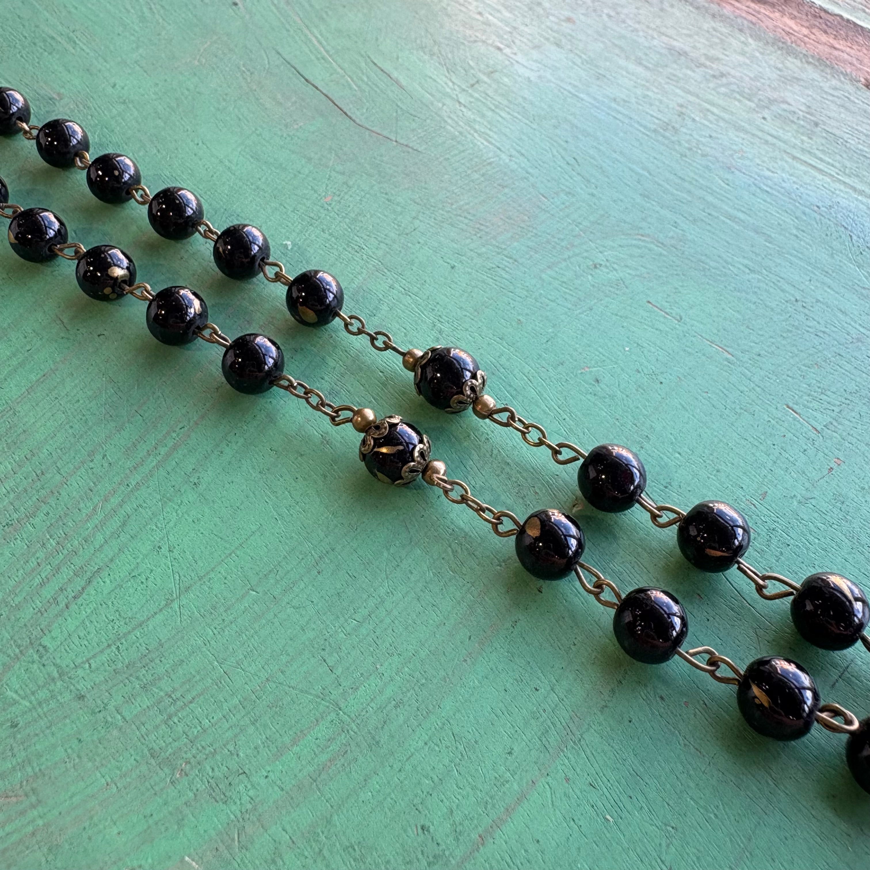 Bronze Glass Bead Our Lady of Grace Rosary