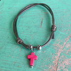Brown Cord Cross Adjustable Bracelet