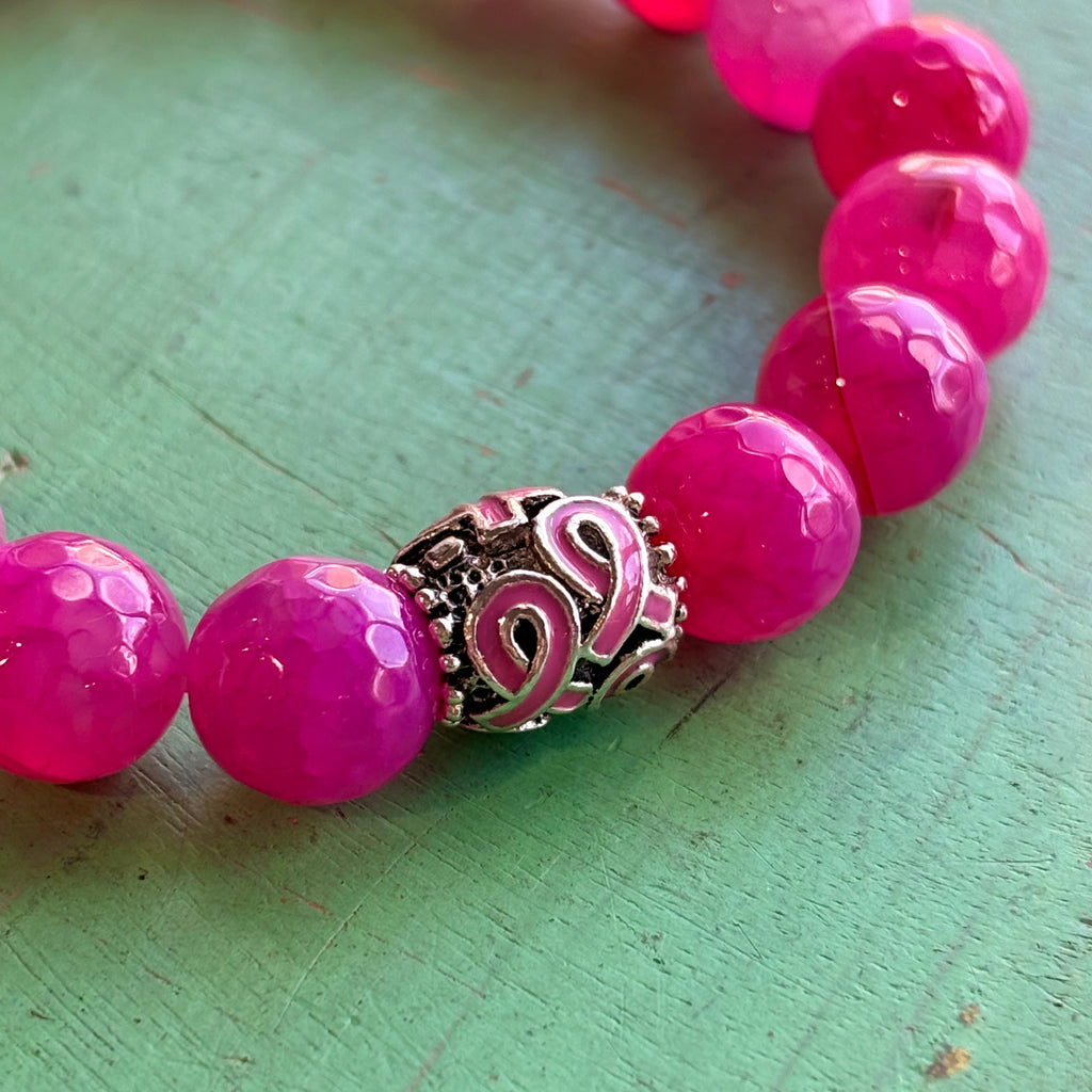 Hot Pink Breast Cancer Awareness Bracelet