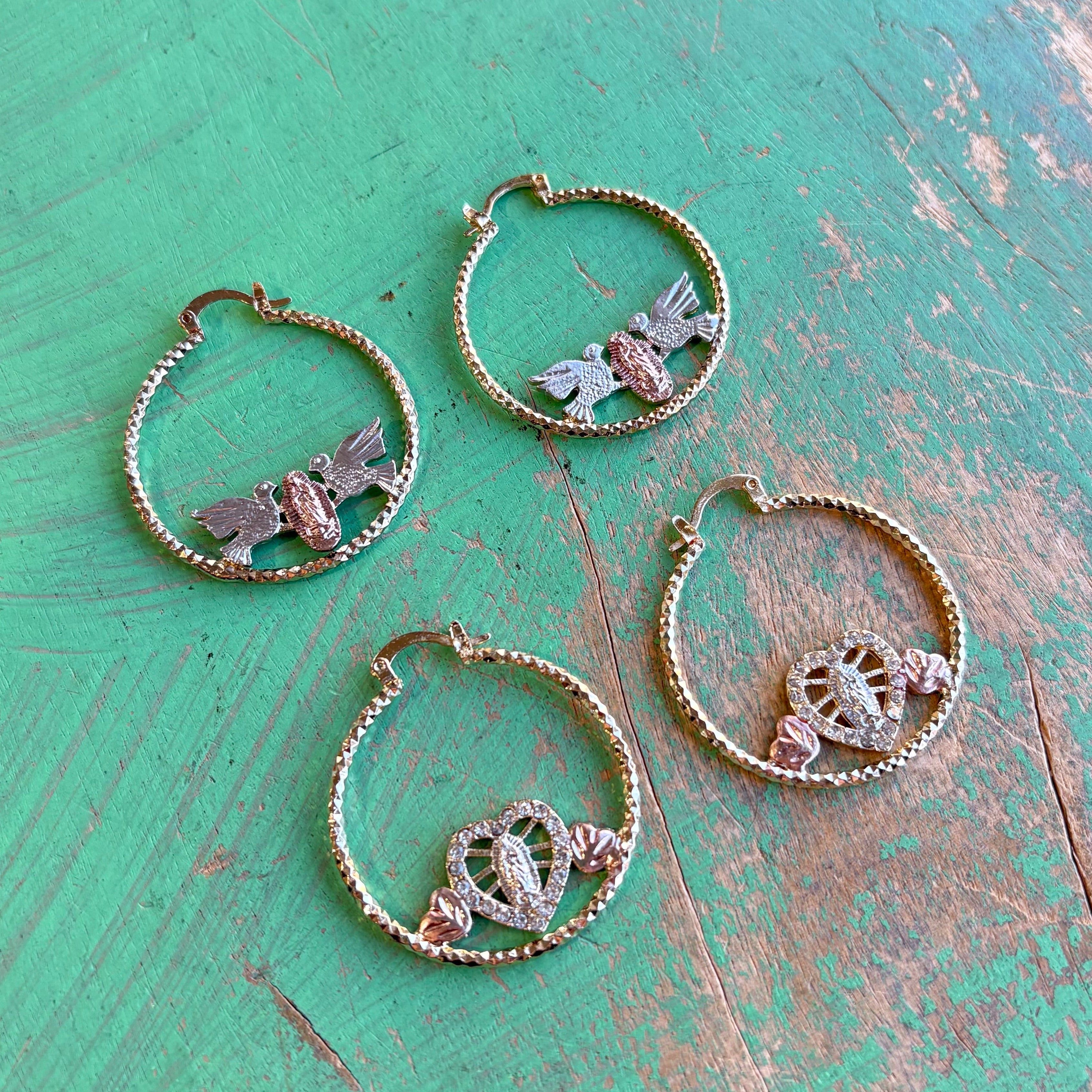 Tri Color Hoop Earrings