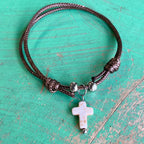 Brown Cord Cross Adjustable Bracelet