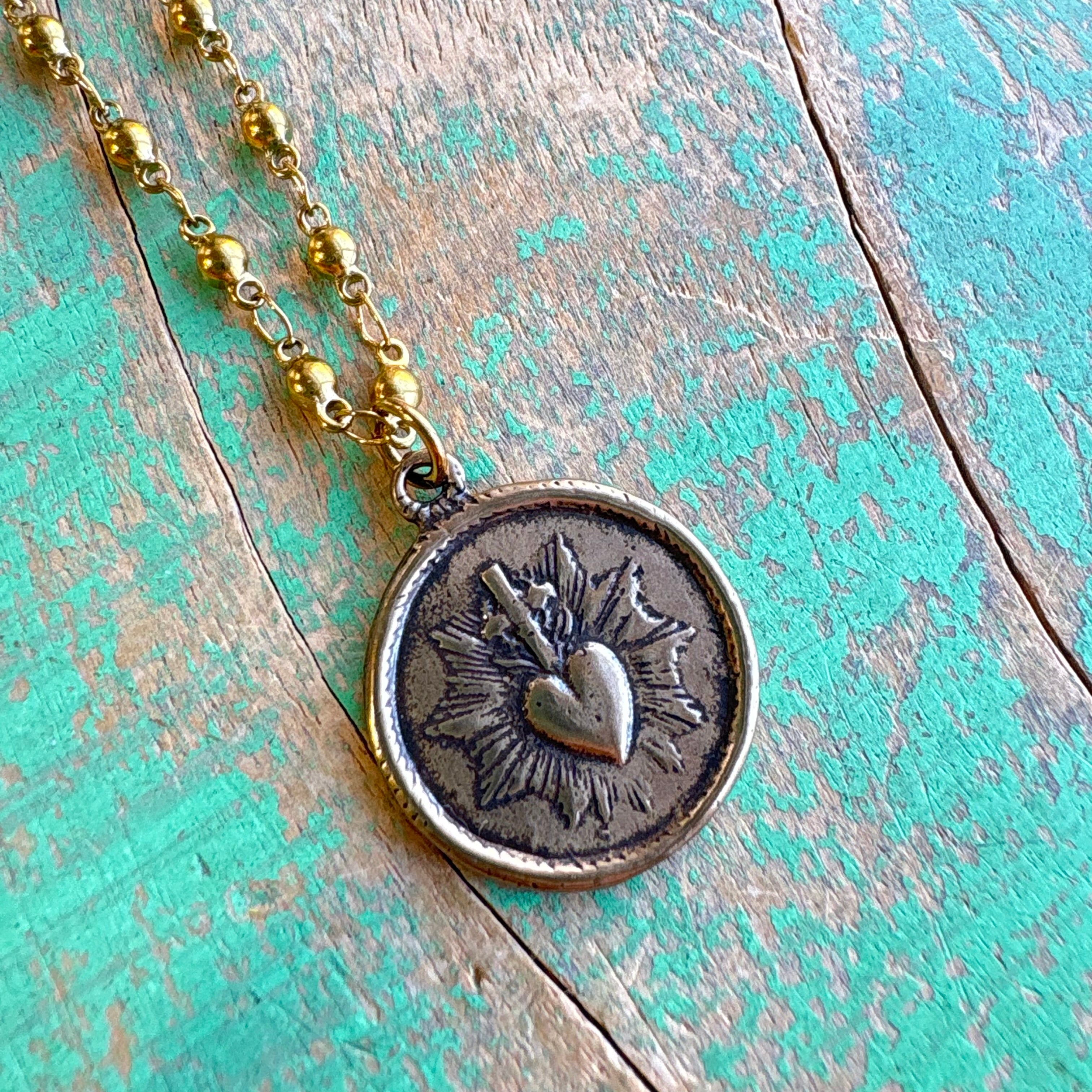 Double Sided Sacred Heart Necklace
