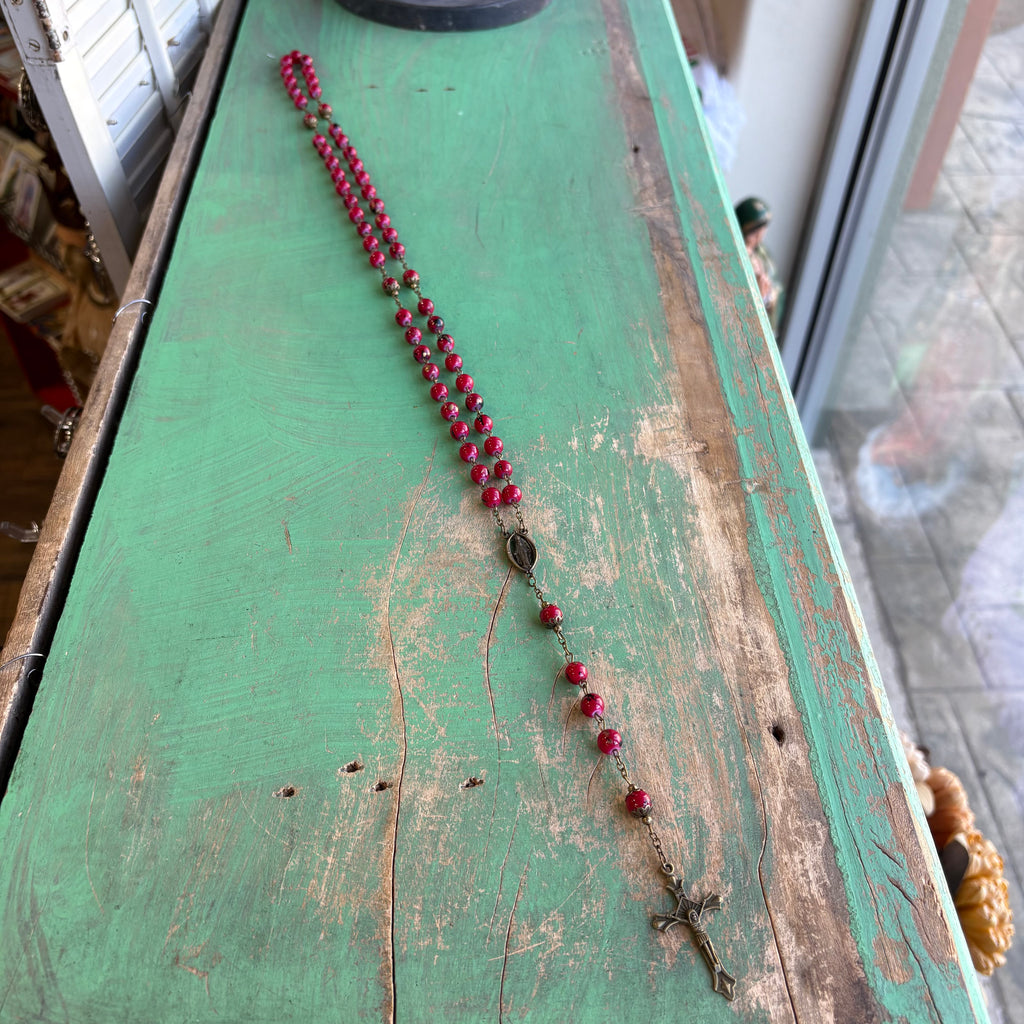 Bronze Glass Bead Our Lady of Grace Rosary