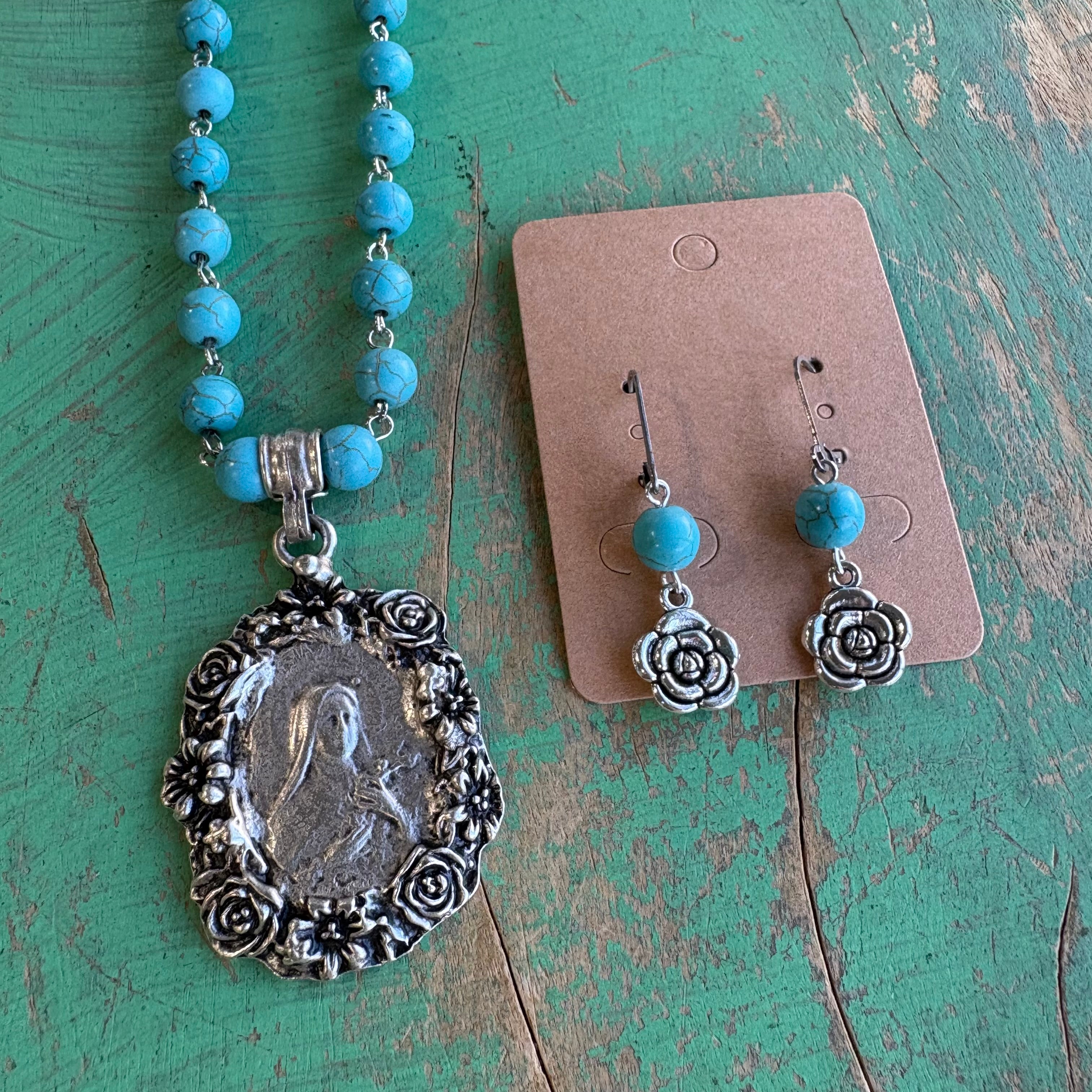 St Therese Turquoise Necklace Or Earrings