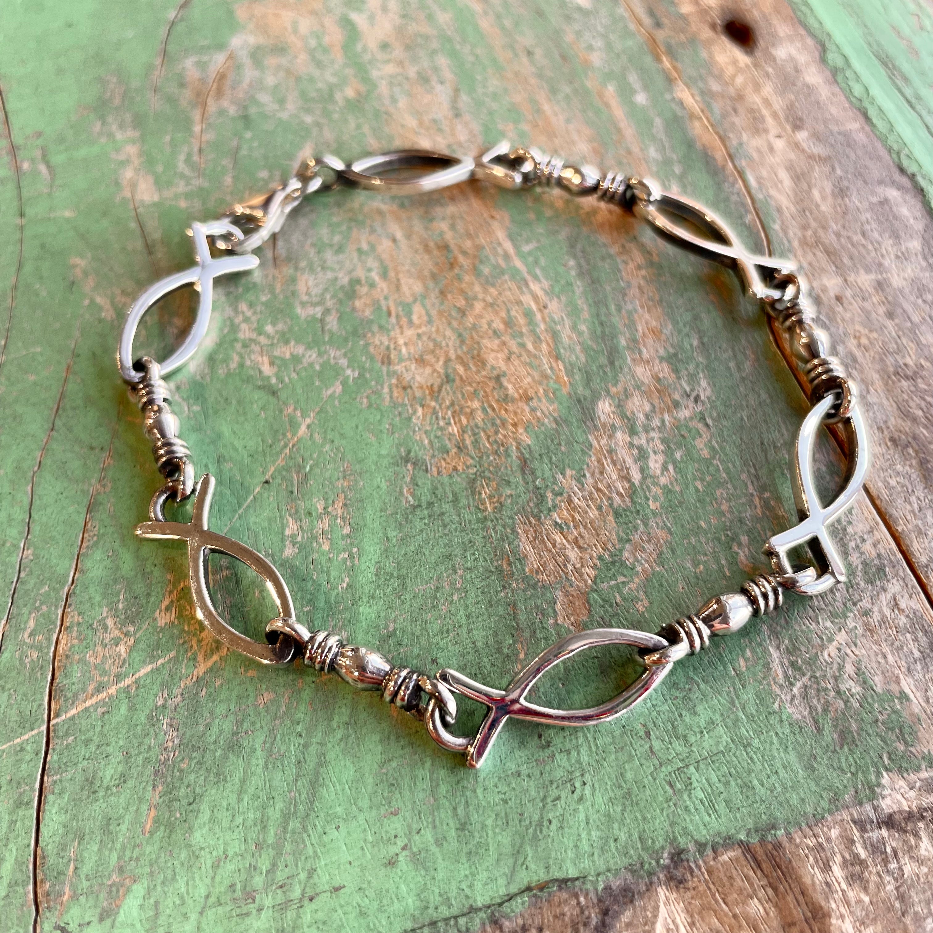 Sterling Silver Ichthus Fish Bracelet